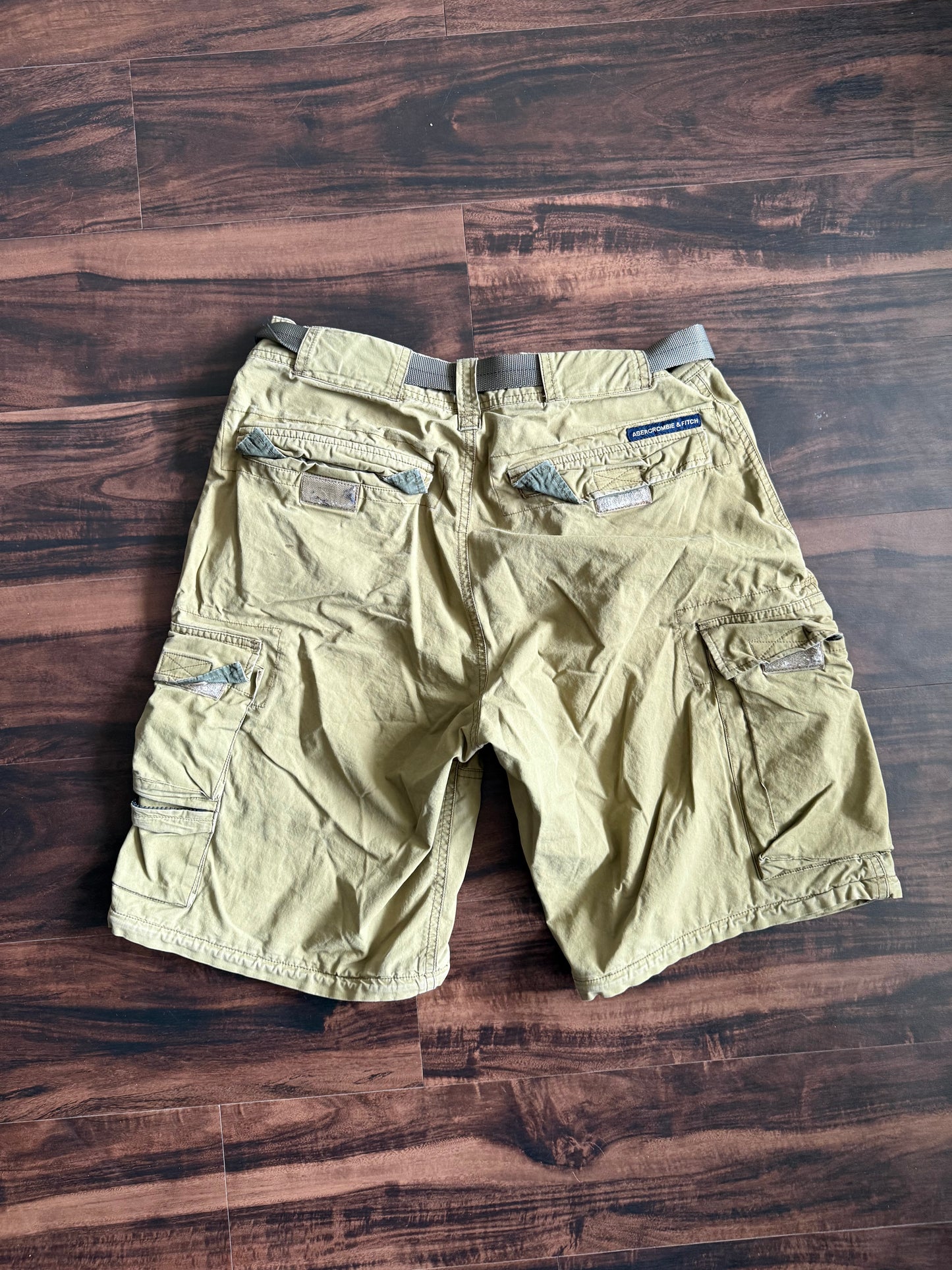 Vintage Abercrombie & Fitch Tan Nylon Cargo Shorts- 32