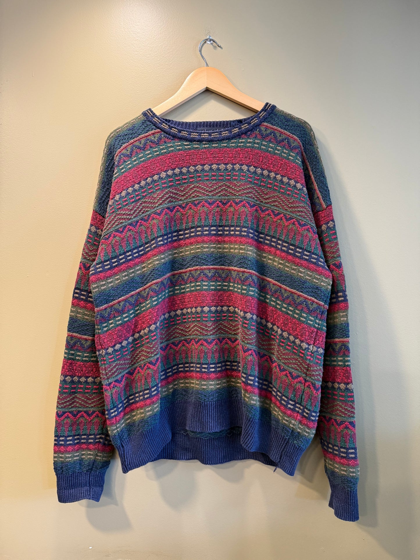 Vintage Northern Isles Rainbow Ramie Striped Knit Sweater- XL