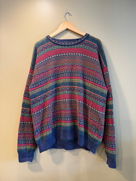 Vintage Northern Isles Rainbow Ramie Striped Knit Sweater- XL