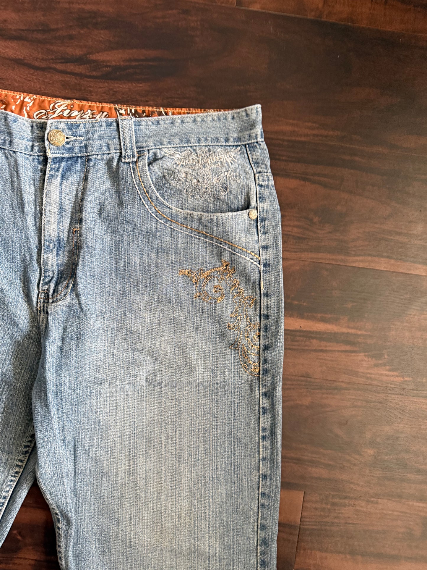 Vintage Y2K Jinzu Jeans Light Wash Embroidered Denim Jeans- 38x32