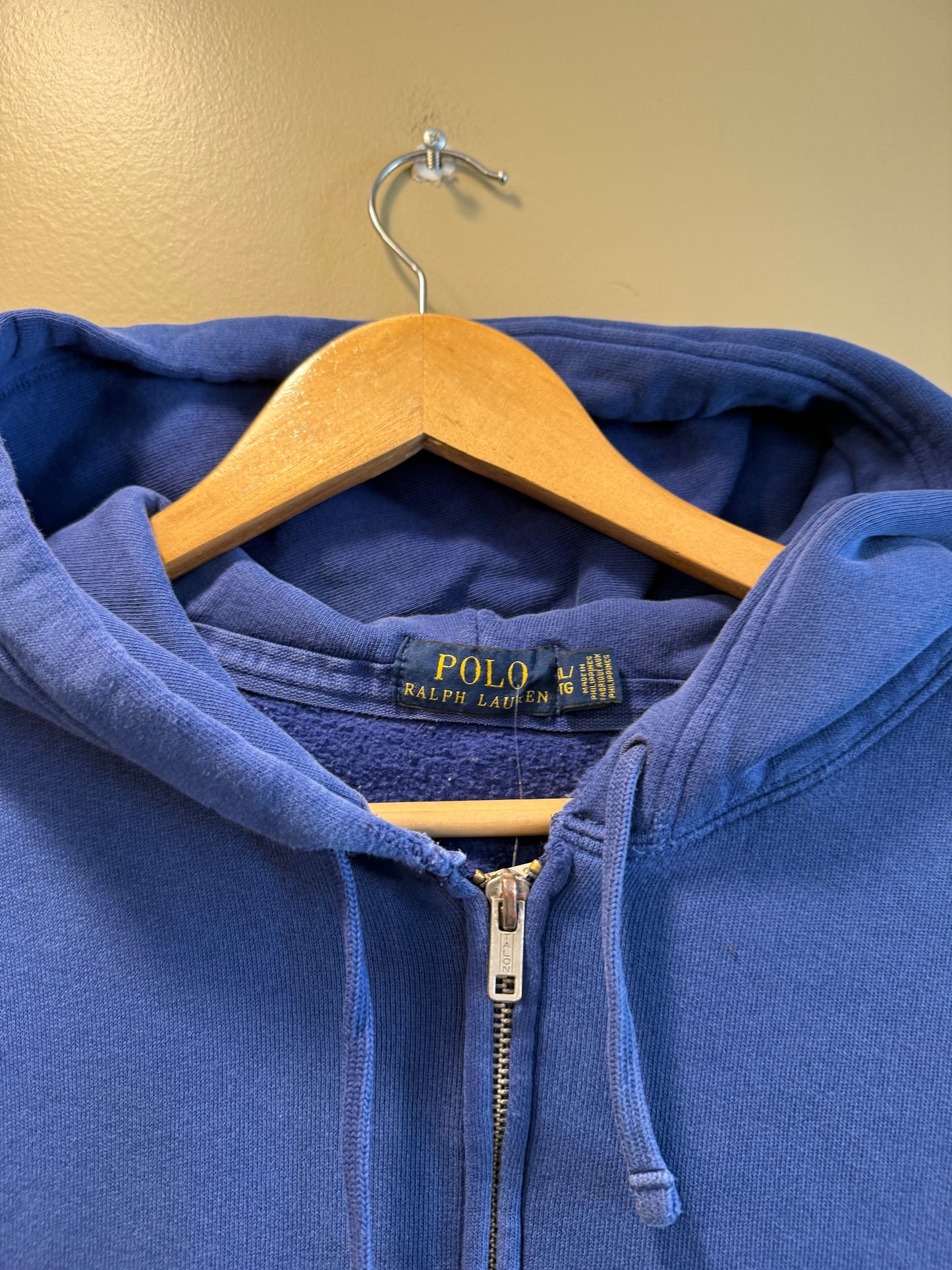 Vintage Polo Ralph Lauren Distressed Blue Hoodie Sweatshirt- XL