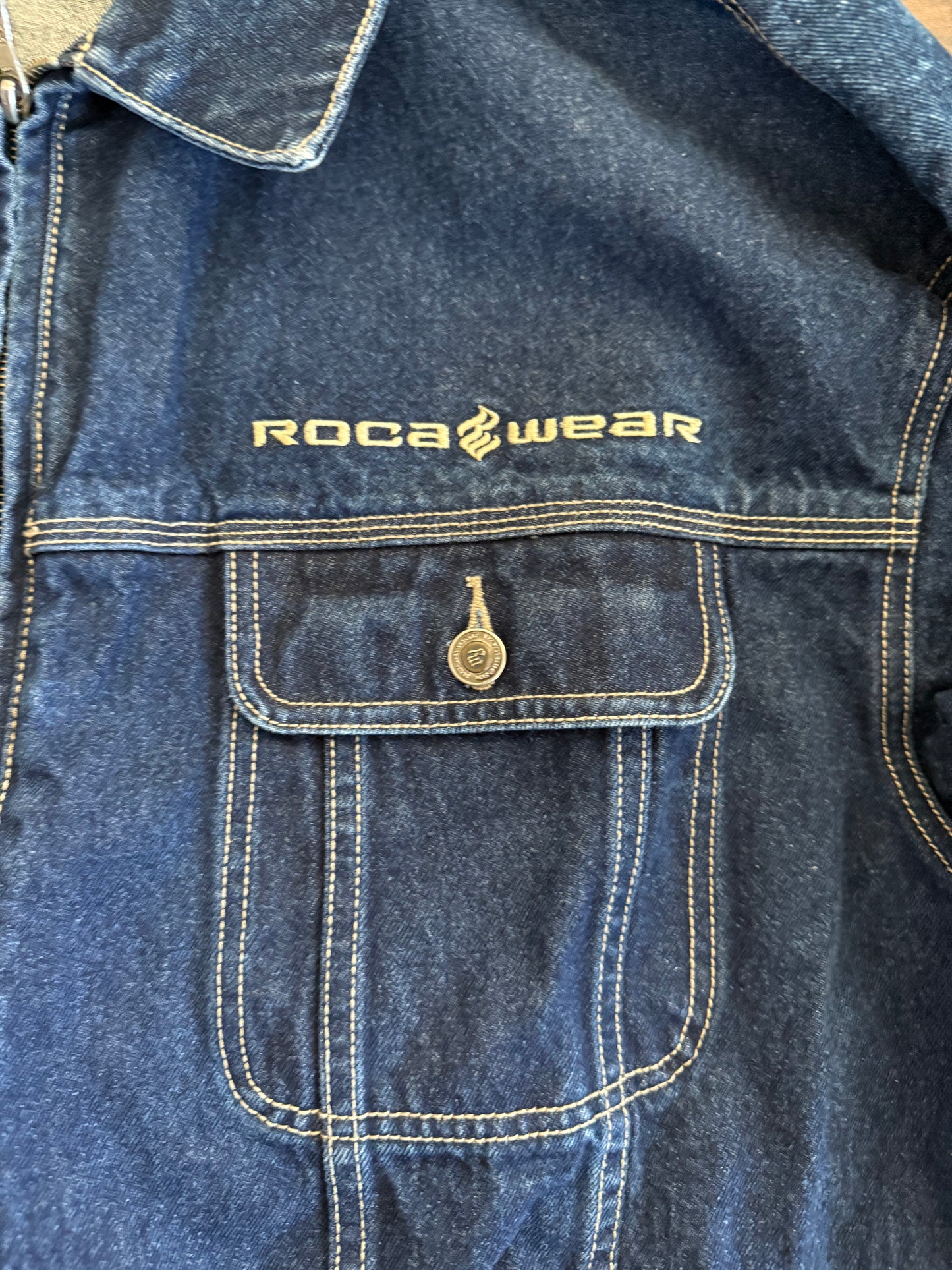 Vintage Rocawear Zip-Up Dark Wash Denim Trucker Jacket- XXL