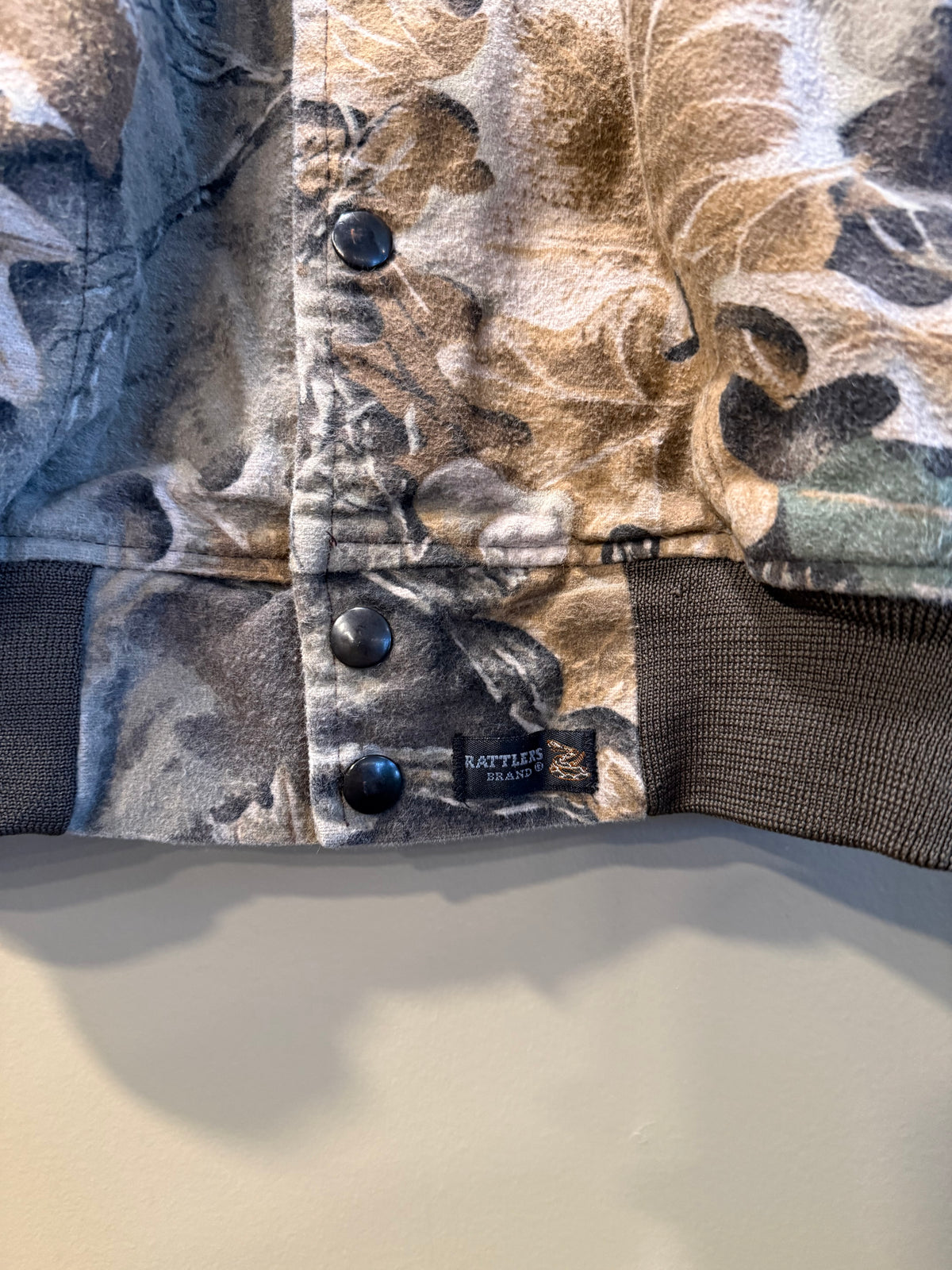 Vintage Rattlers Tree Camo Button-Up Bomber Jacket- L
