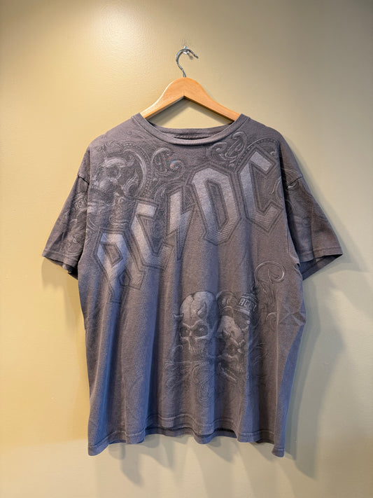 Vintage Y2K Liquid Blue ACDC Gothic All Over Print T-Shirt- XL