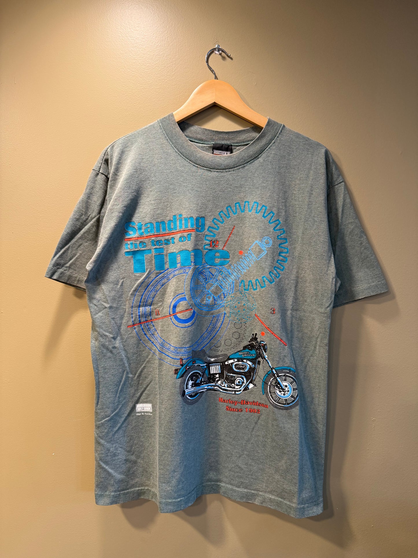 Vintage Harley Davidson Motorcycles Green T-Shirt- L