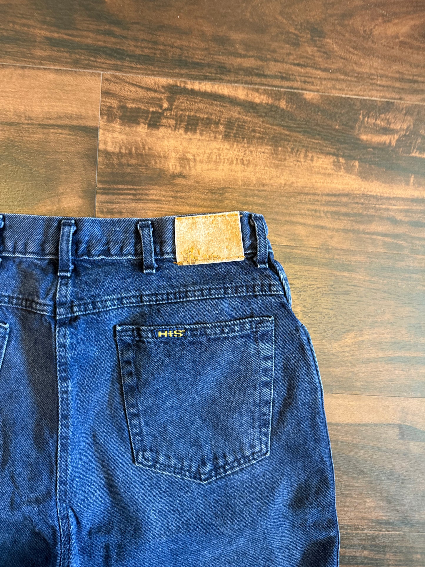Vintage HIS Navy Blue Dark Wash Jean Shorts- 32