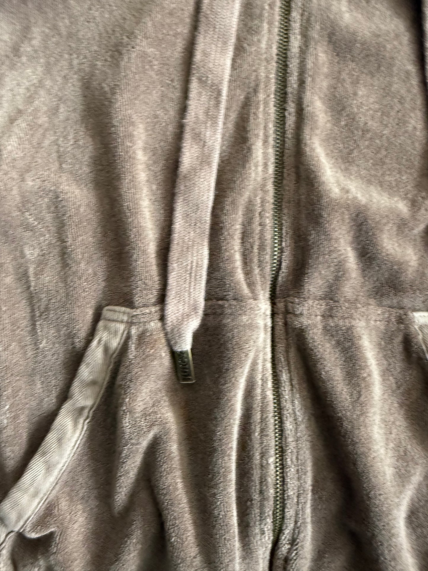 Vintage Y2K Juicy Couture Towel Tracksuit Brown Zip-Up Hoodie Sweatshirt- XL