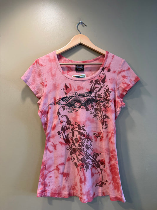 Vintage Harley Davidson Pink Floral Eagle T-Shirt- L