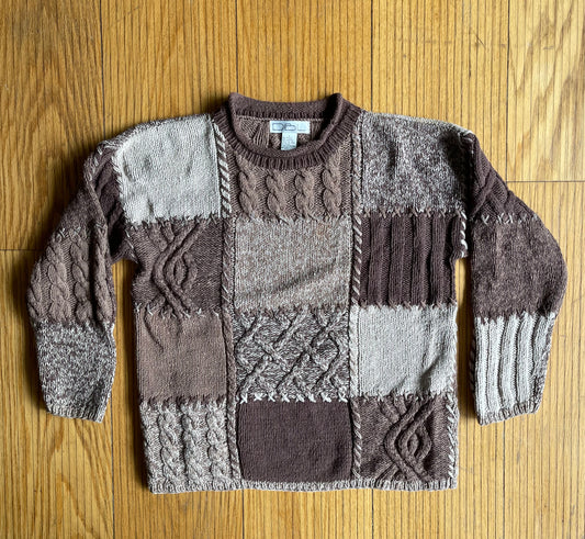 Vintage Brown Checkered Heavy Knit Sweater- M