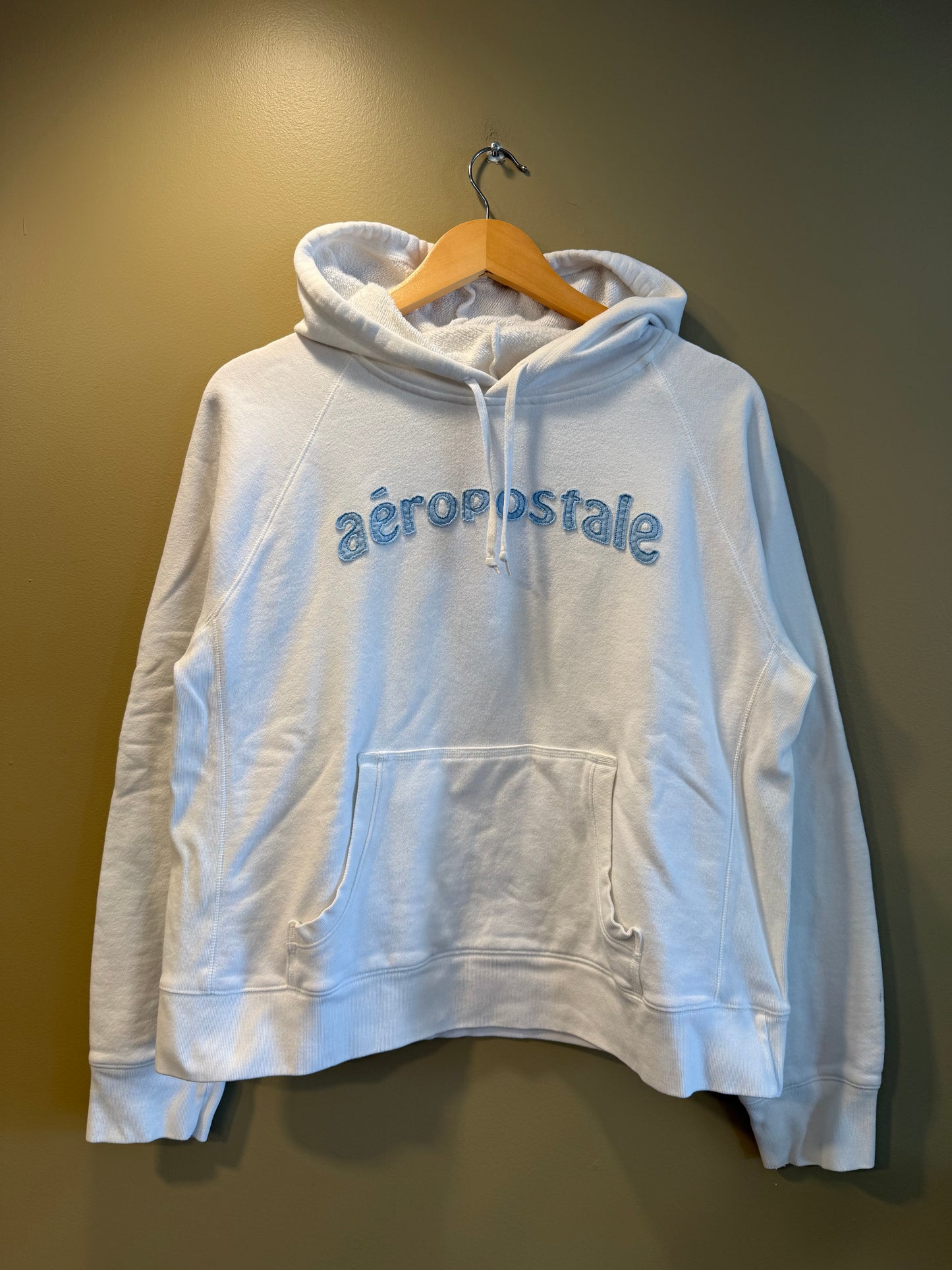 Vintage Y2K Aeropostale White Hoodie Sweatshirt- L