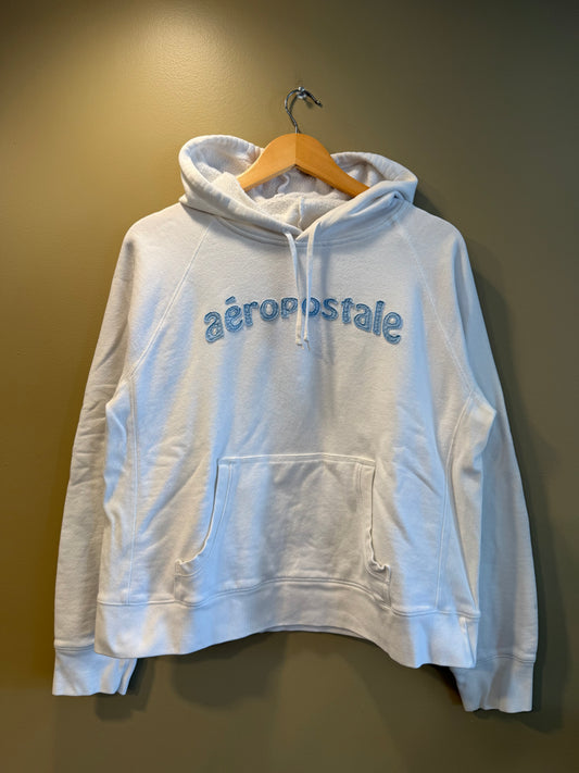 Vintage Y2K Aeropostale White Hoodie Sweatshirt- L
