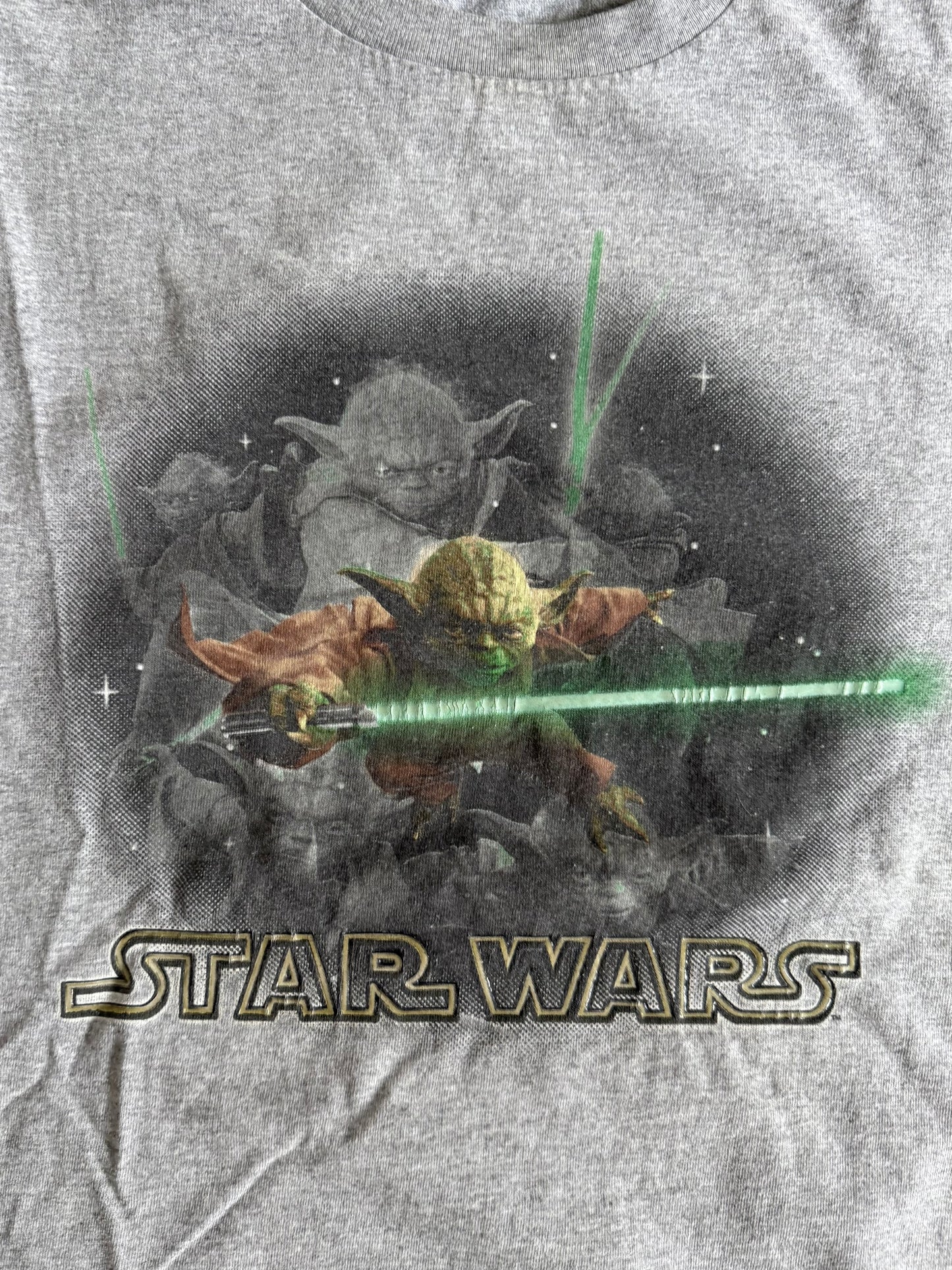 Vintage Star Wars Yoda Gray Movie T-Shirt- S