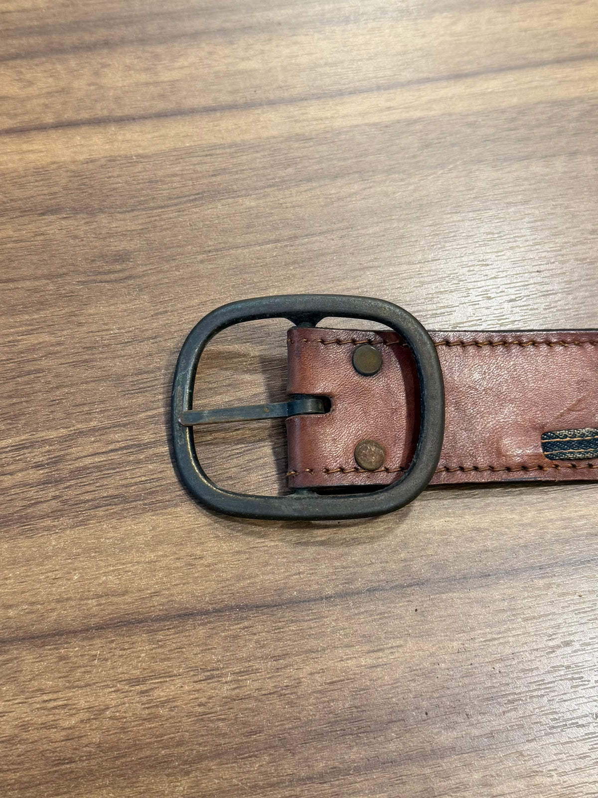 Vintage 70s Levi’s Leather Denim Loop Belt- 28 to 32