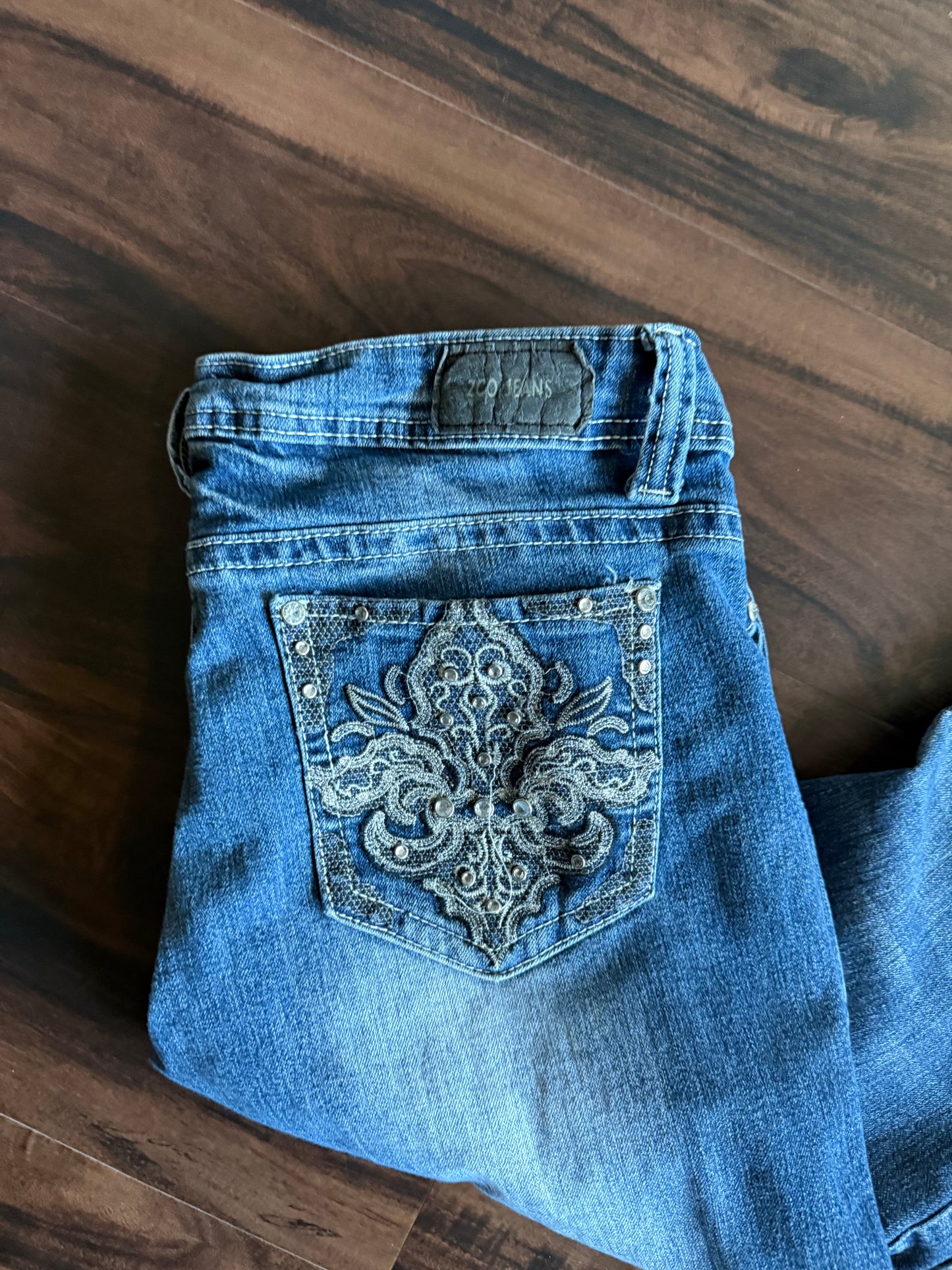 Vintage Y2K ZCO Embroidered Flared Denim Jeans- 33x33