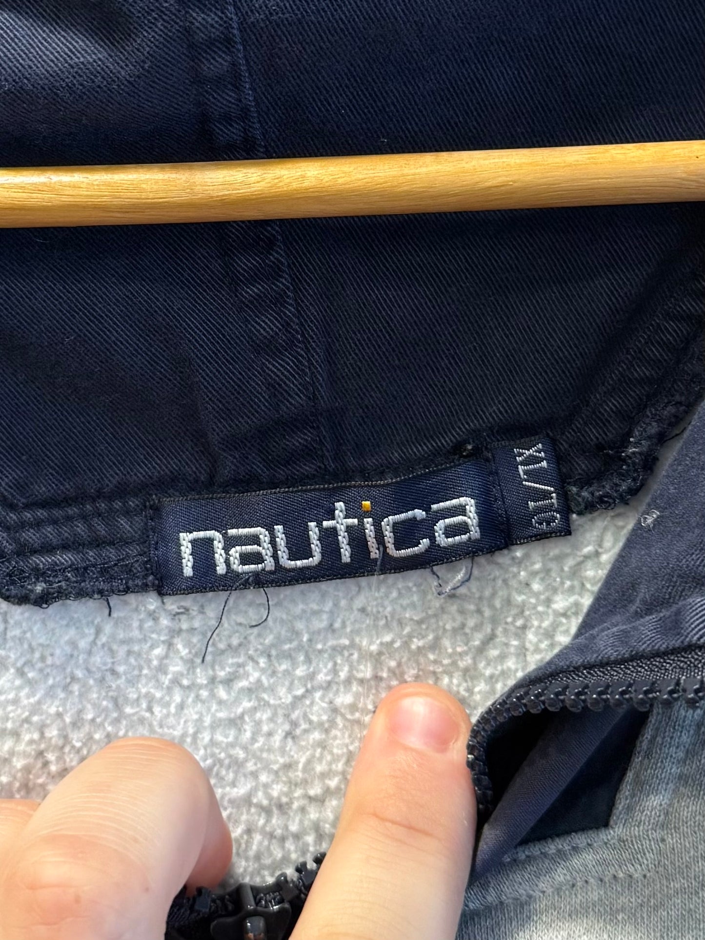 Vintage Nautica Gray Sailing Two-Tone Hoodie Sweatshirt- XL