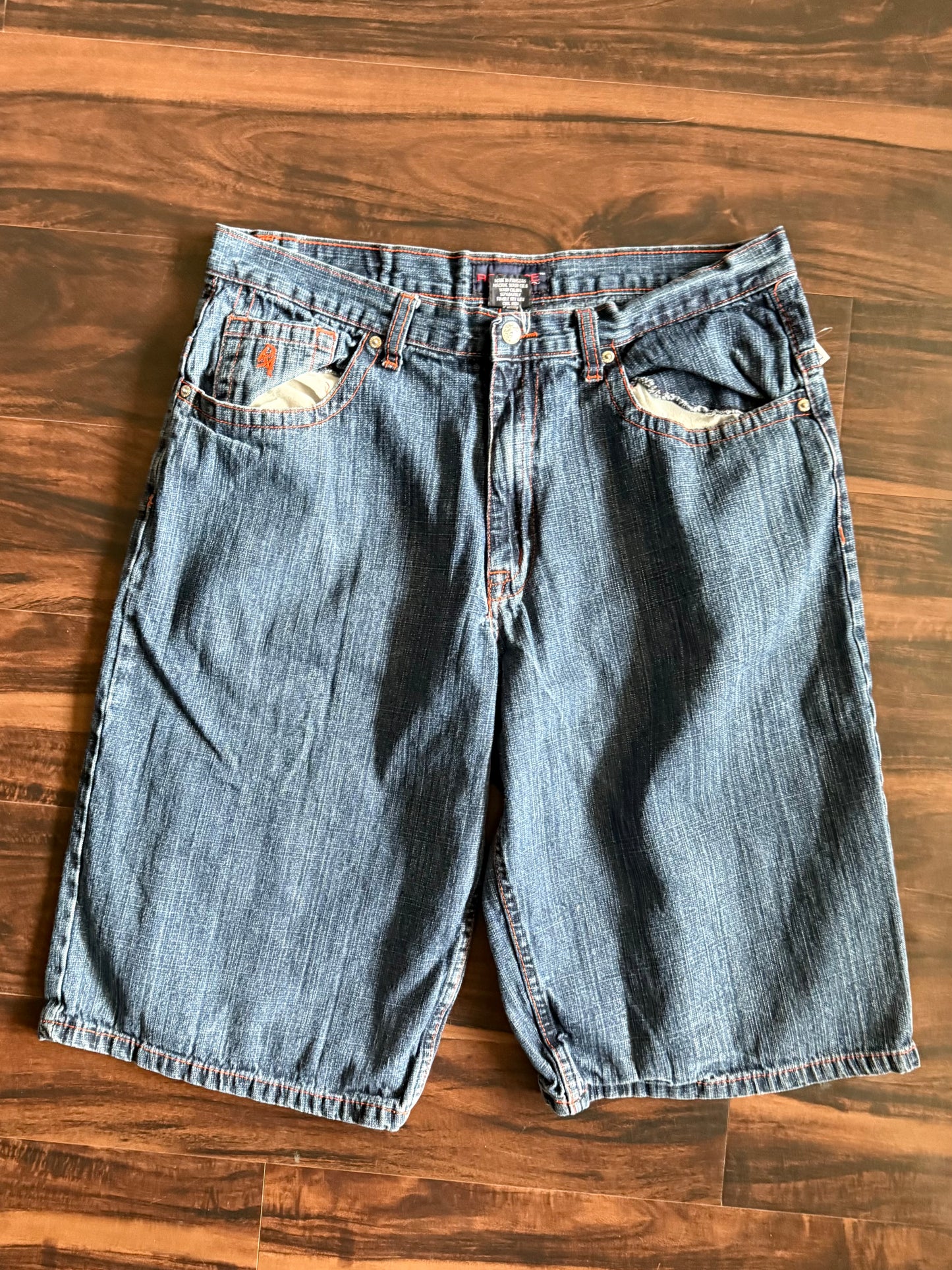 Vintage Y2K Red Ape Embroidered Denim Jean Shorts- 36