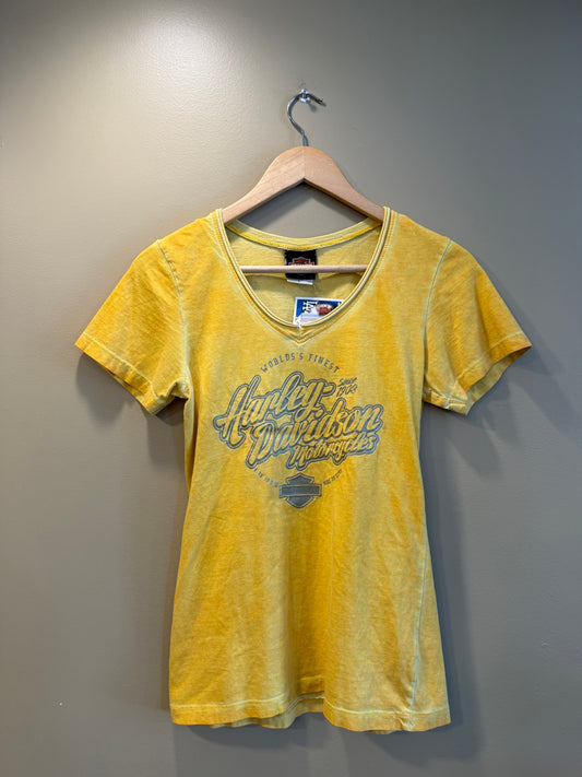 Vintage Y2K Harley Davidson Yellow Women’s T-Shirt- S
