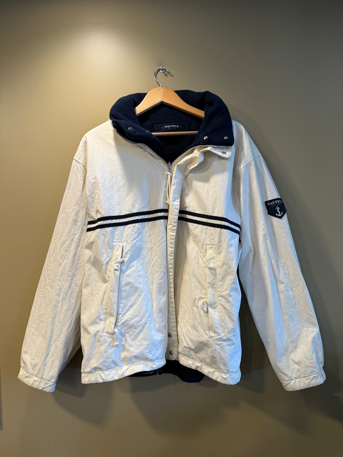 Vintage Nautica Navy Blue Reversible Fleece Jacket- XL