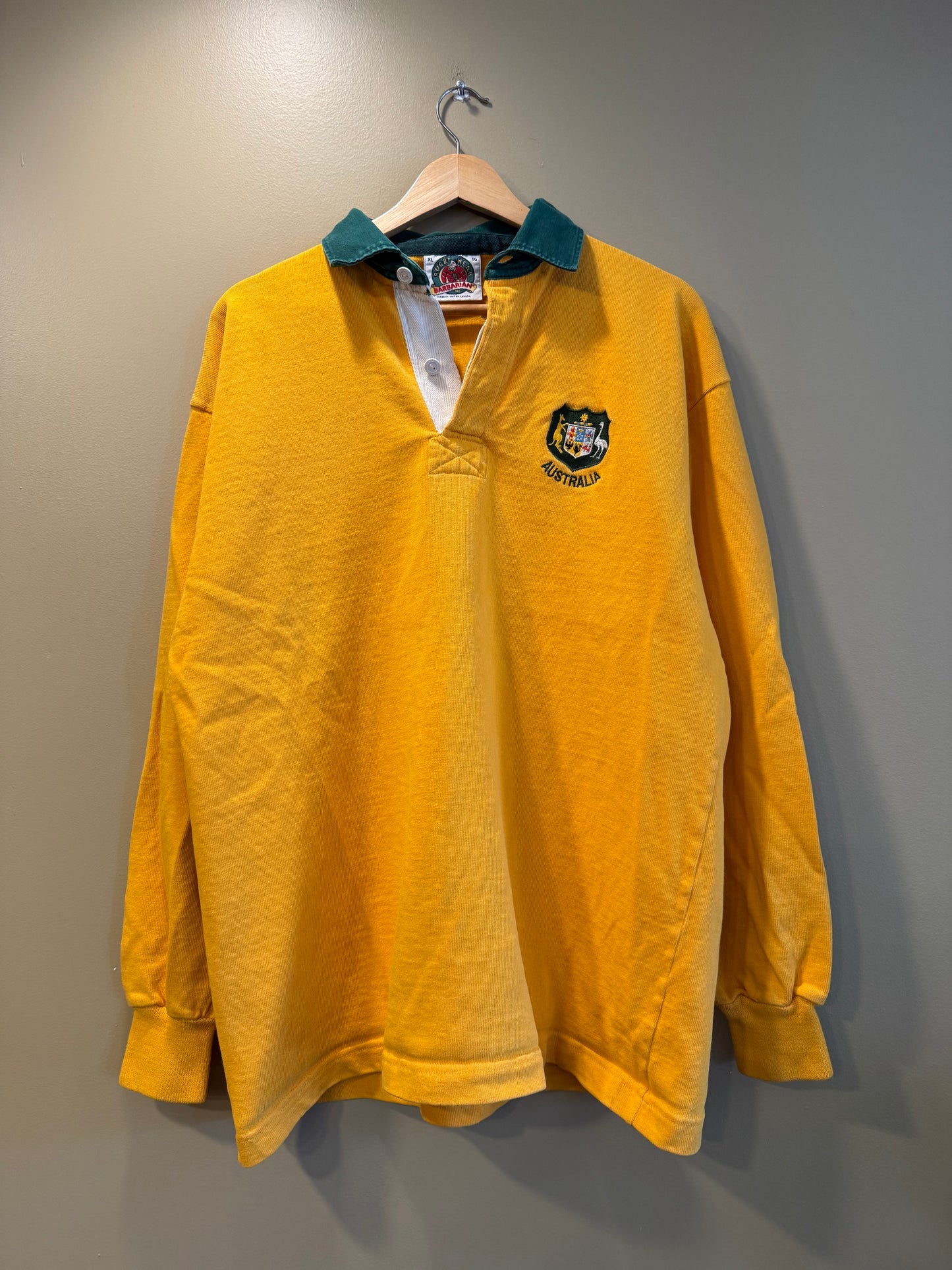 Vintage Australian Yellow Long Sleeve Rugby Shirt- XL