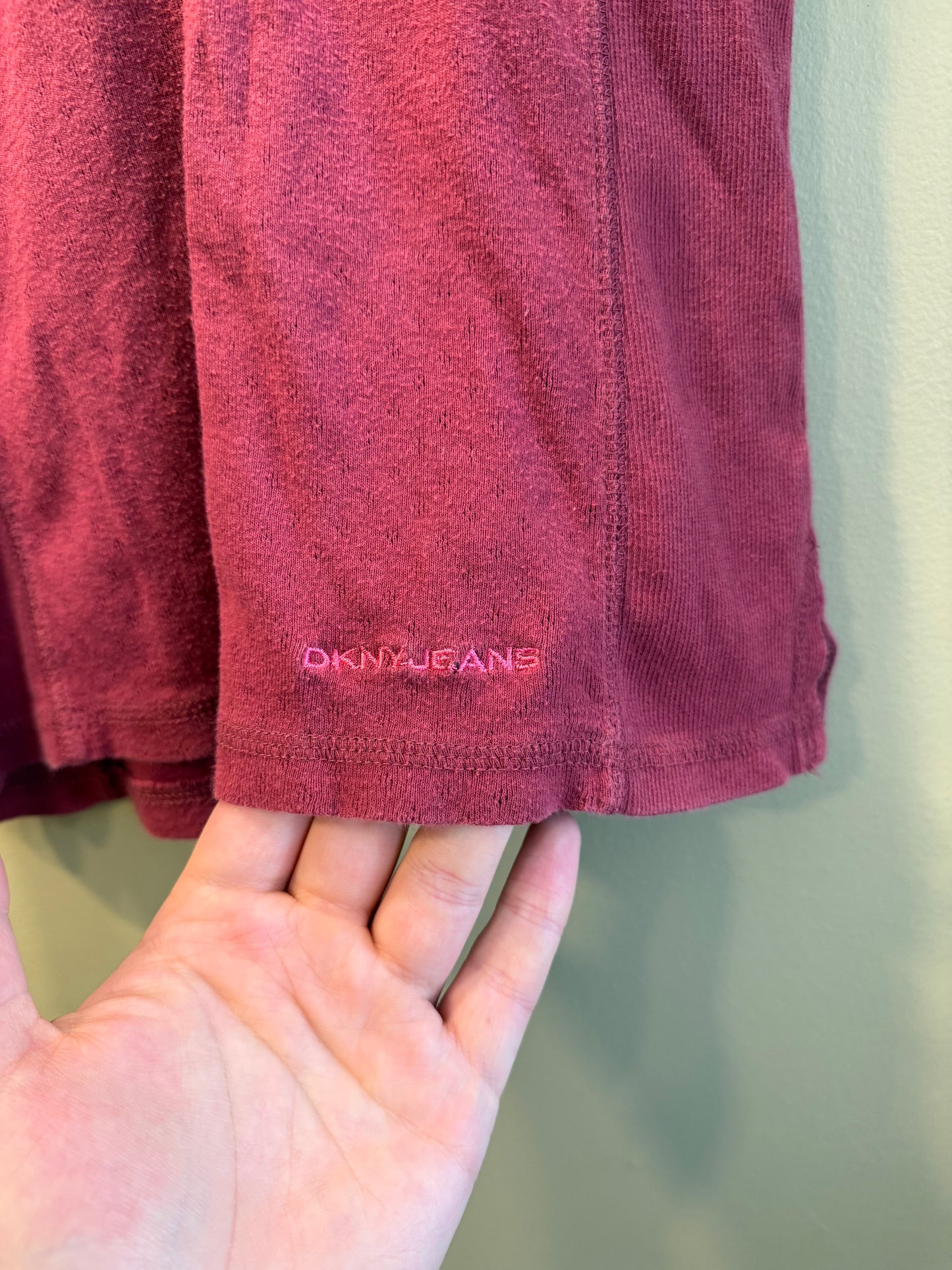 Vintage Y2K DKNY Red Button-Up Polo Shirt- M