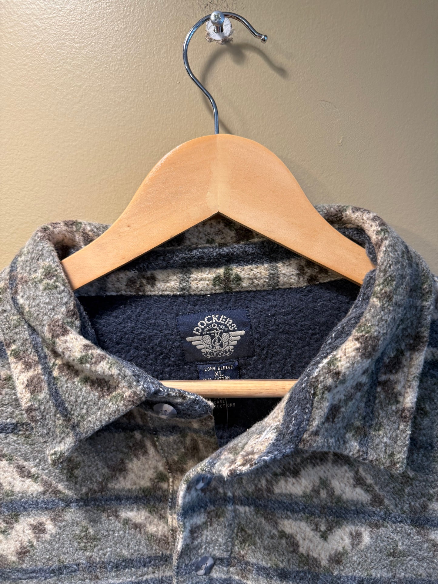 Vintage Dockers Fleece Aztec Button-Up Longsleeve Shirt
