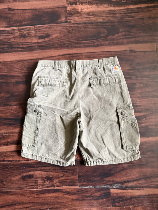 Carhartt Olive Green Relaxed Fit Cargo Shorts- 36