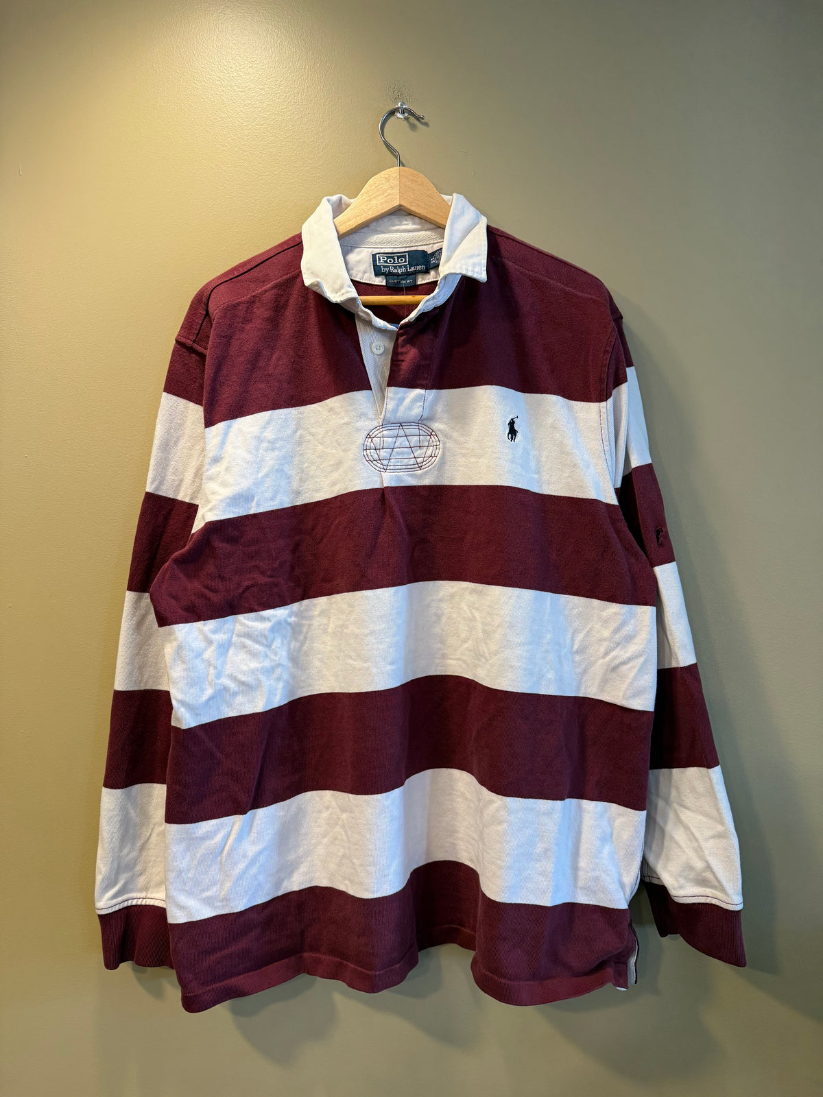 Vintage Polo Ralph Lauren Crimson & White Rugby Shirt- XL