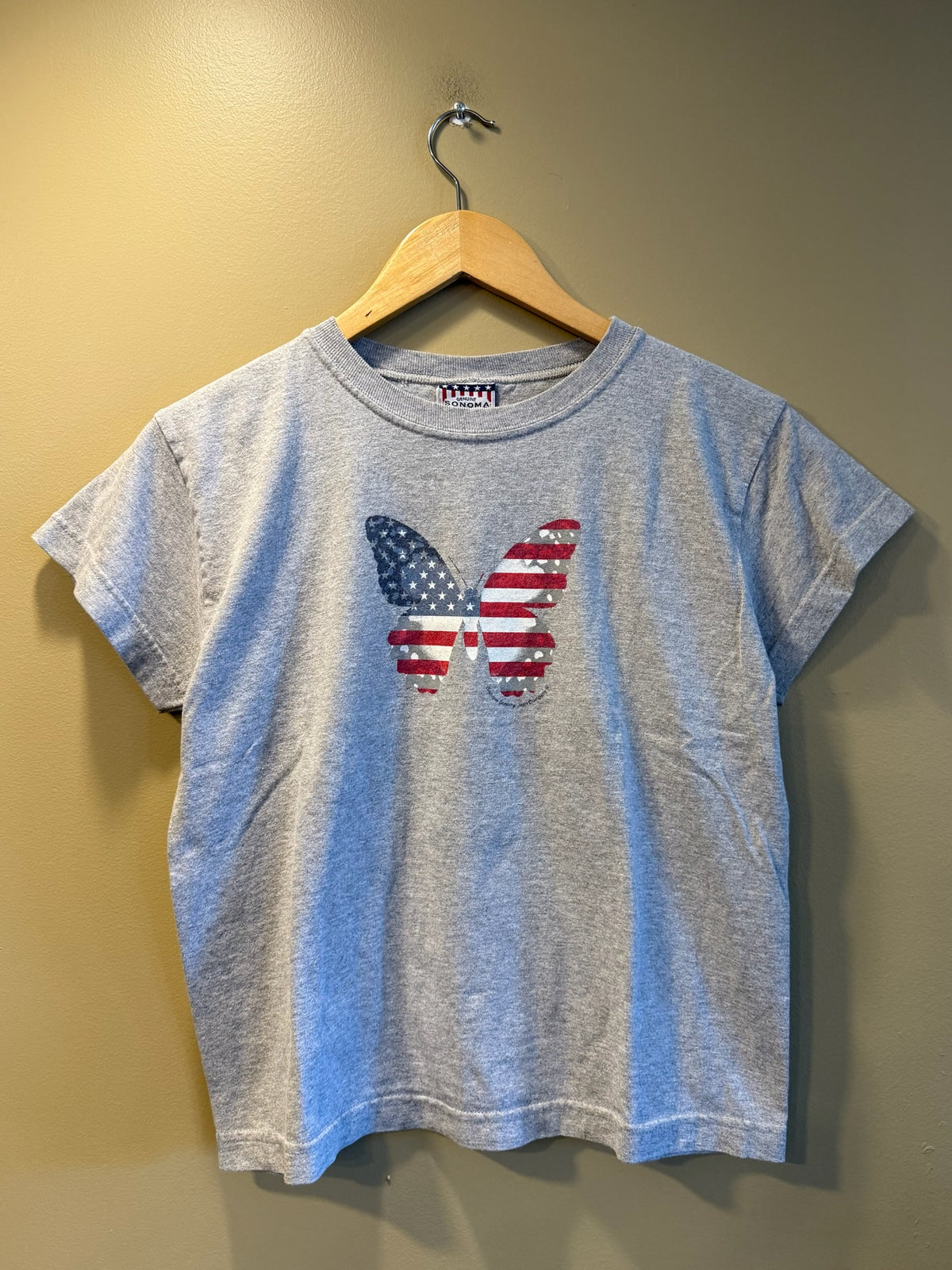 Vintage American Flag Butterfly Sonoma Women’s Fitted T-Shirt - M