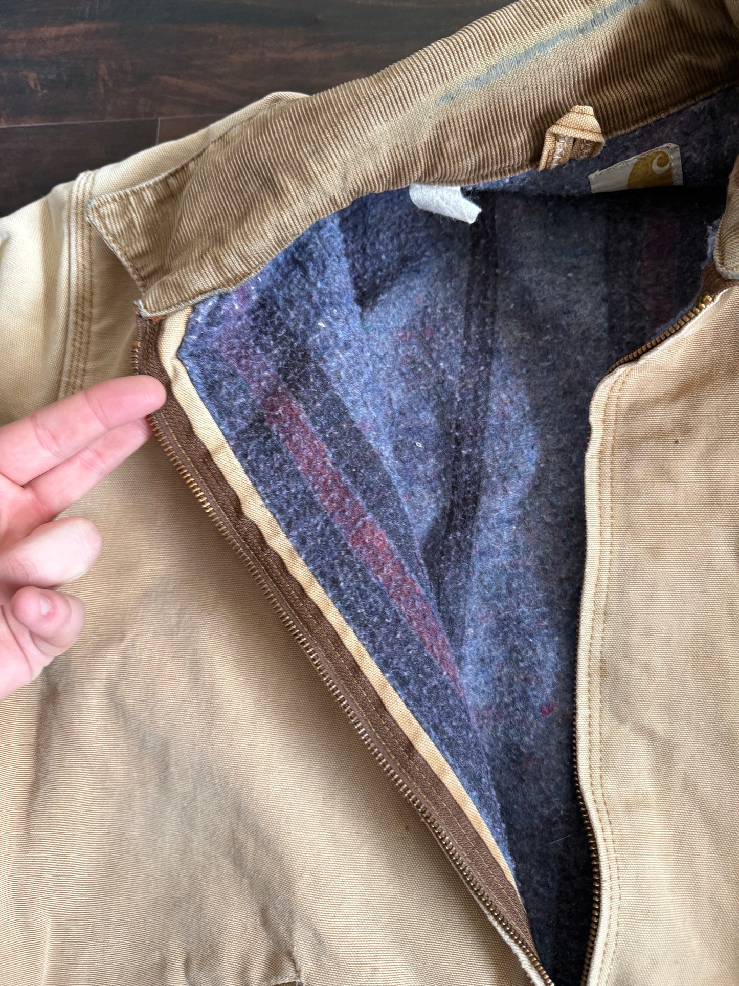 Vintage 1970s Carhartt 6BLJ Tan Detroit Jacket- L