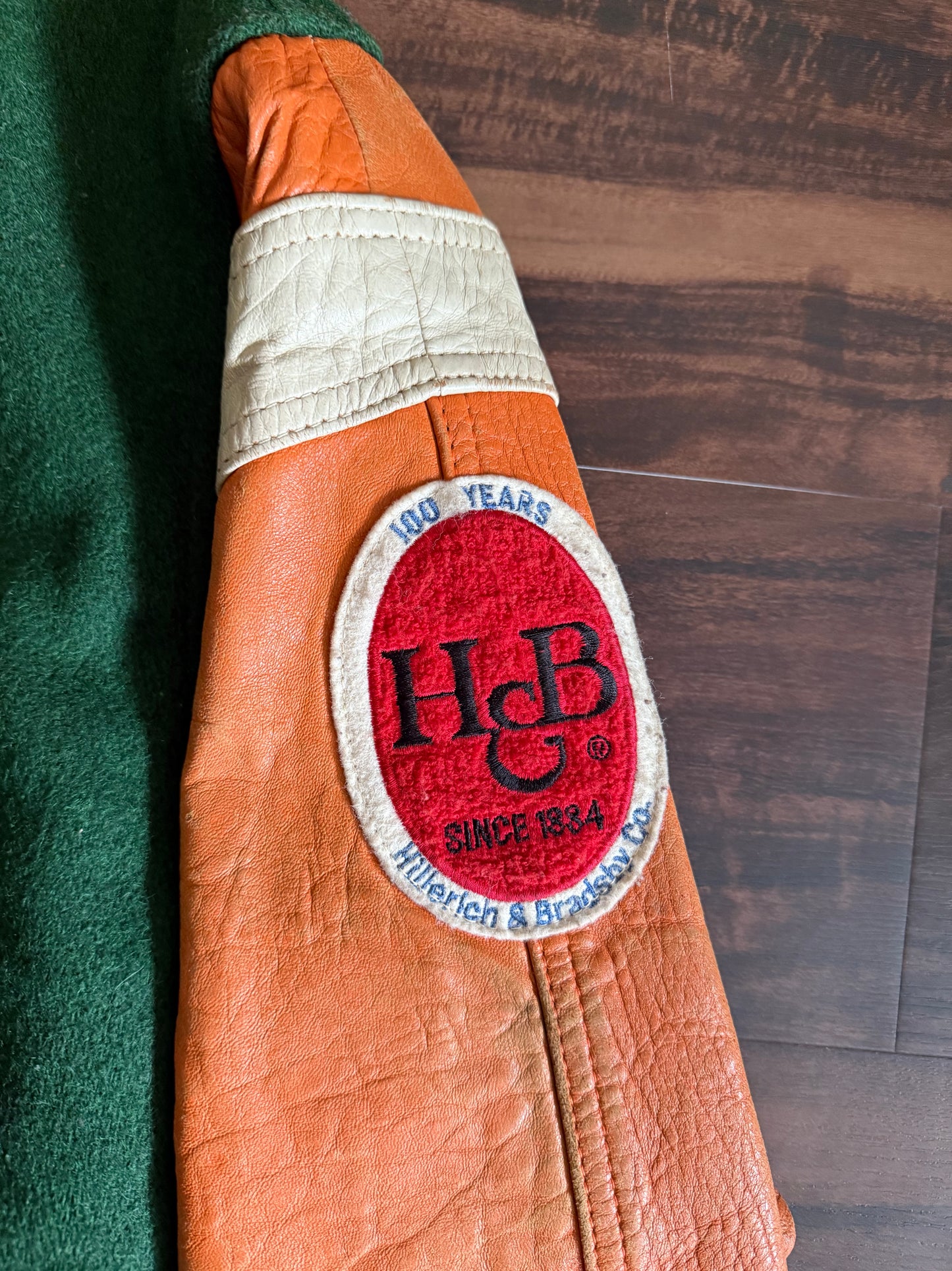 Vintage Louisville Slugger Leather & Wool Baseball Varsity Jacket- L