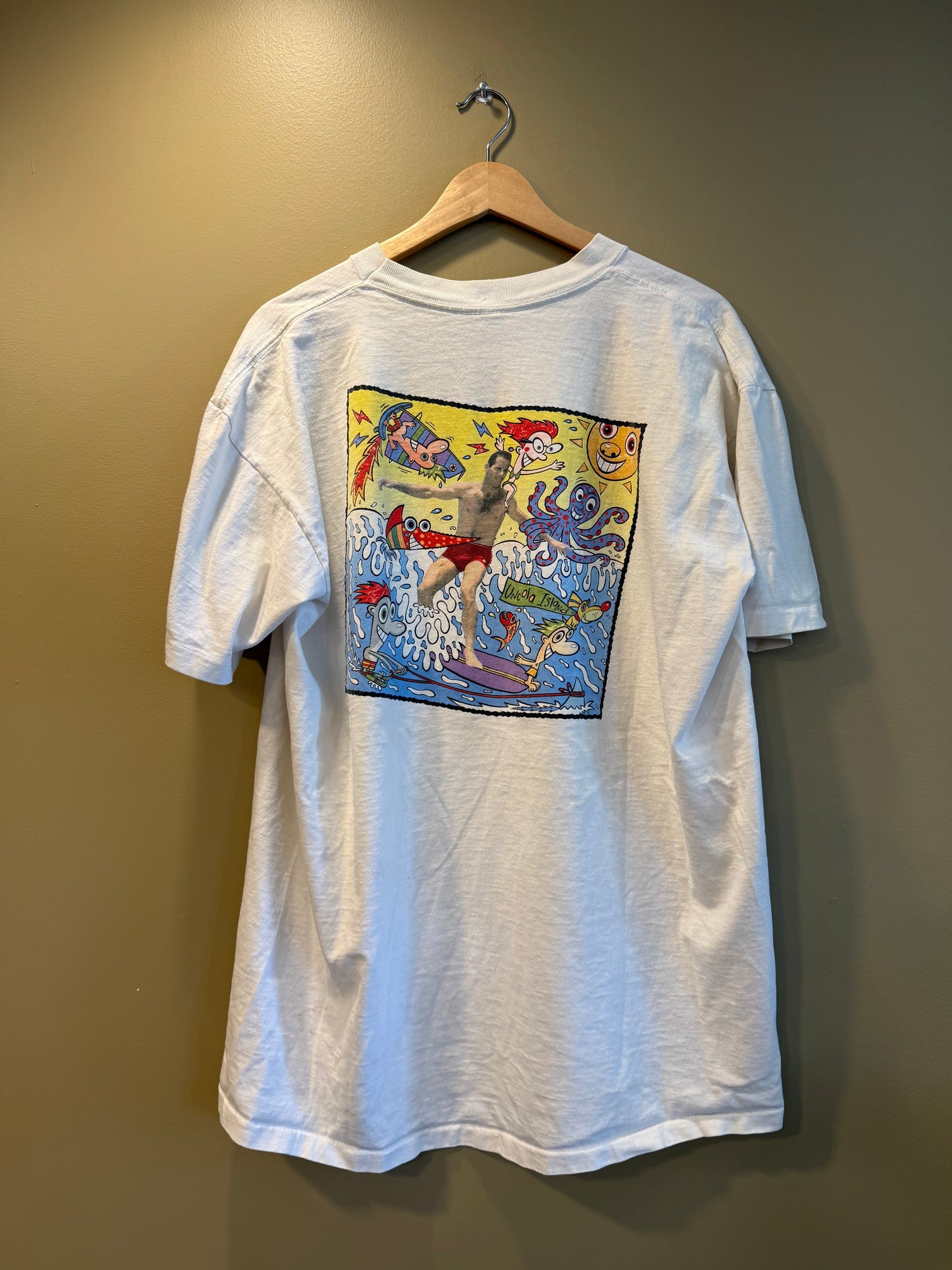 Vintage 7 Up Uncola Island Surfer Art T-Shirt- XL