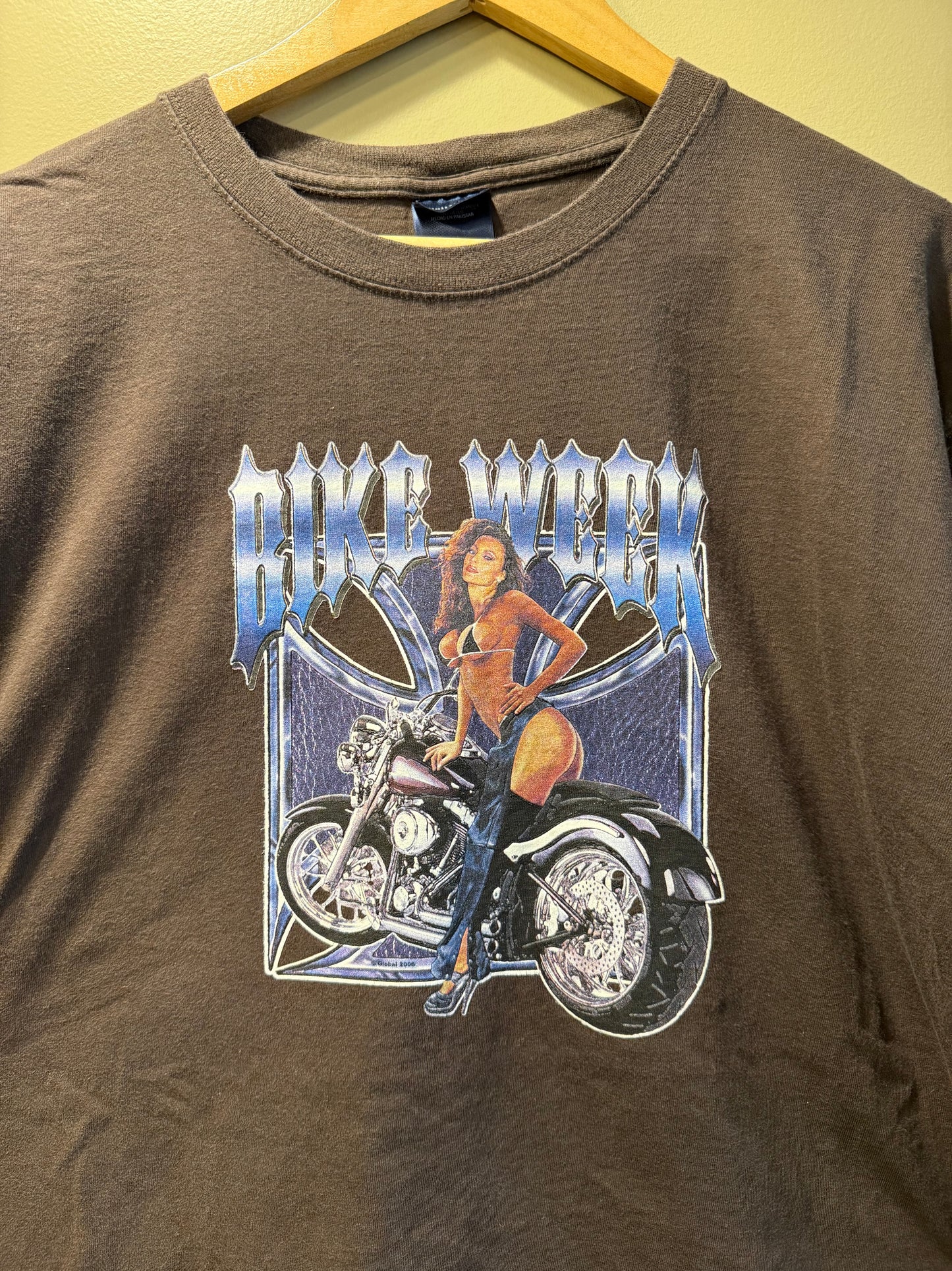 Vintage Bike Week Model Brown T-Shirt- XL