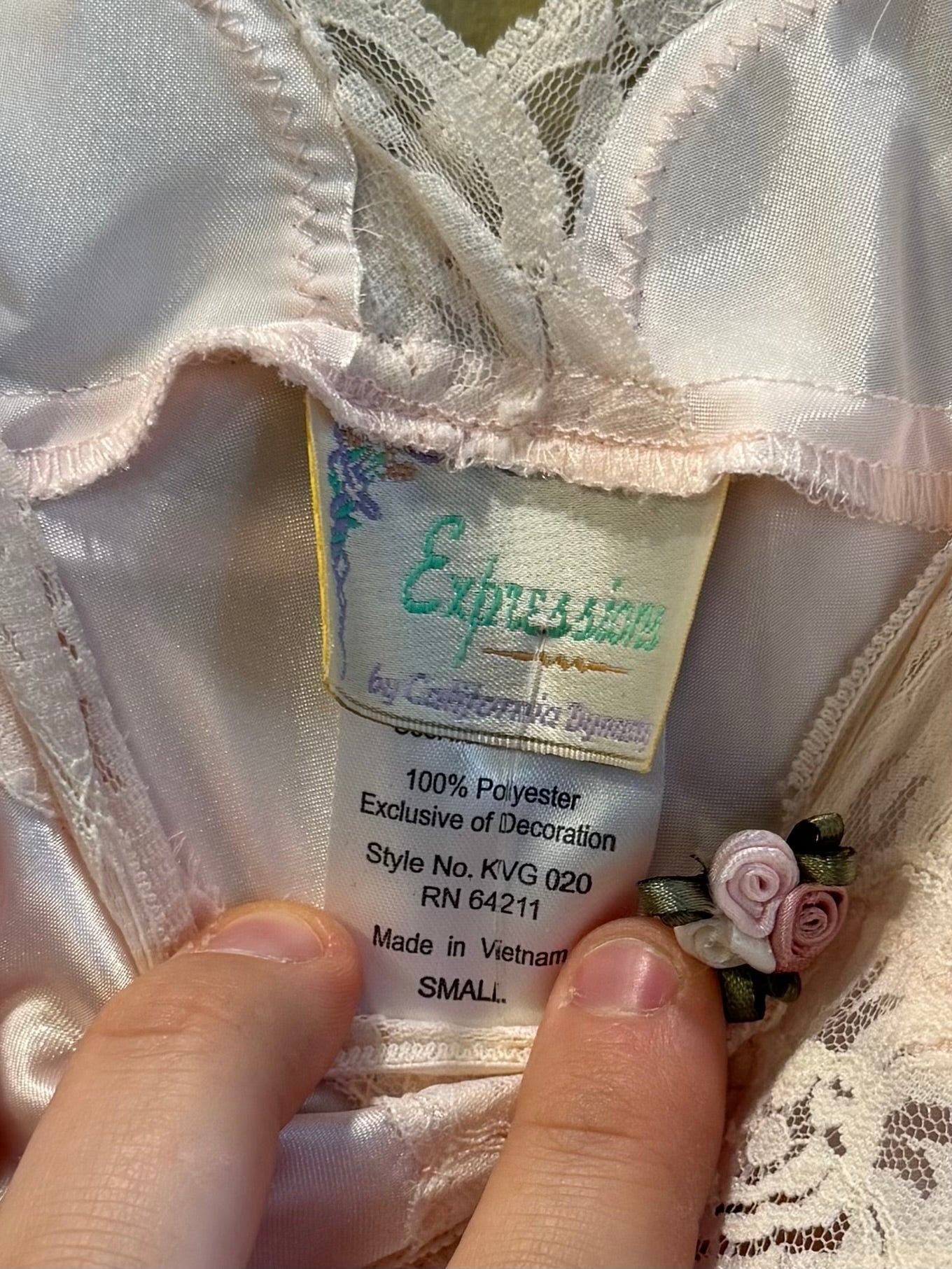 Vintage Pink Lingerie Lace Slip Dress- S