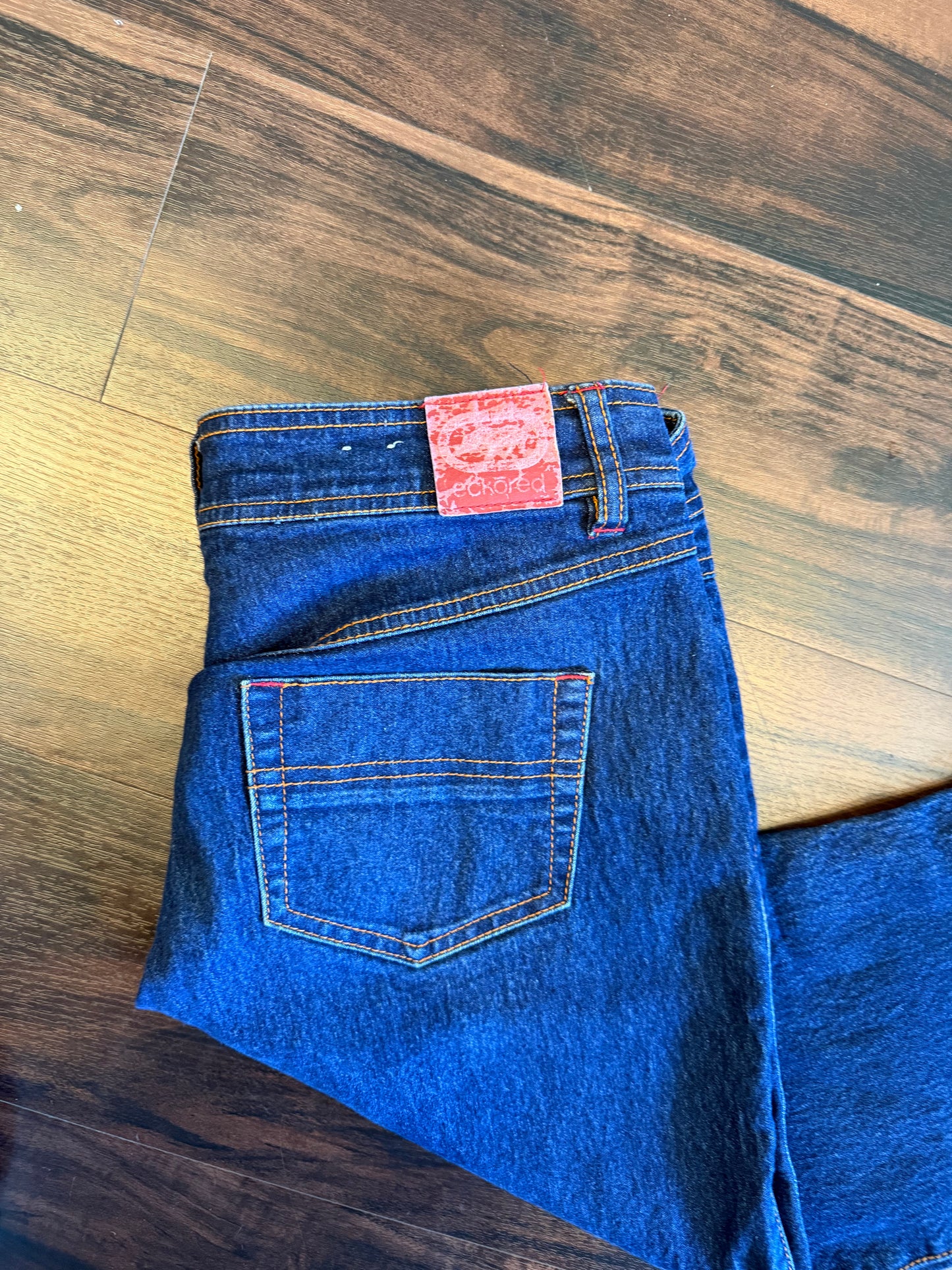 Vintage Ecko Red Dark Wash Flared Low Rise Jeans- 32x31