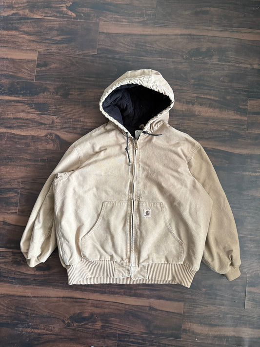 Vintage Carhartt J130 SDL Hooded Tan Canvas Jacket- XL