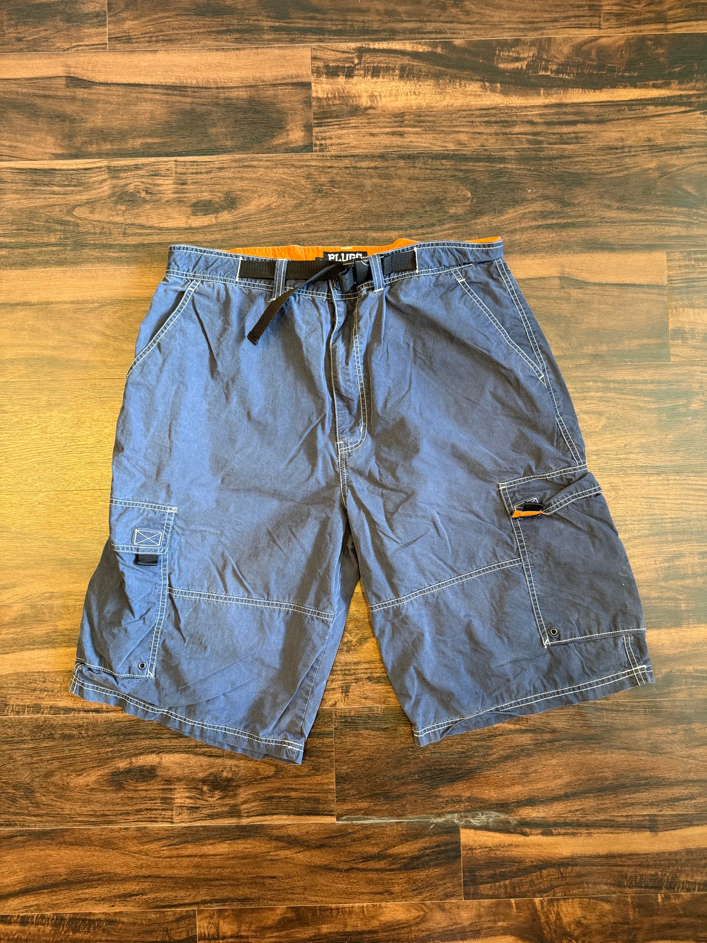Vintage Plugg Navy Blue Cotton/Nylon Cargo Shorts- 36
