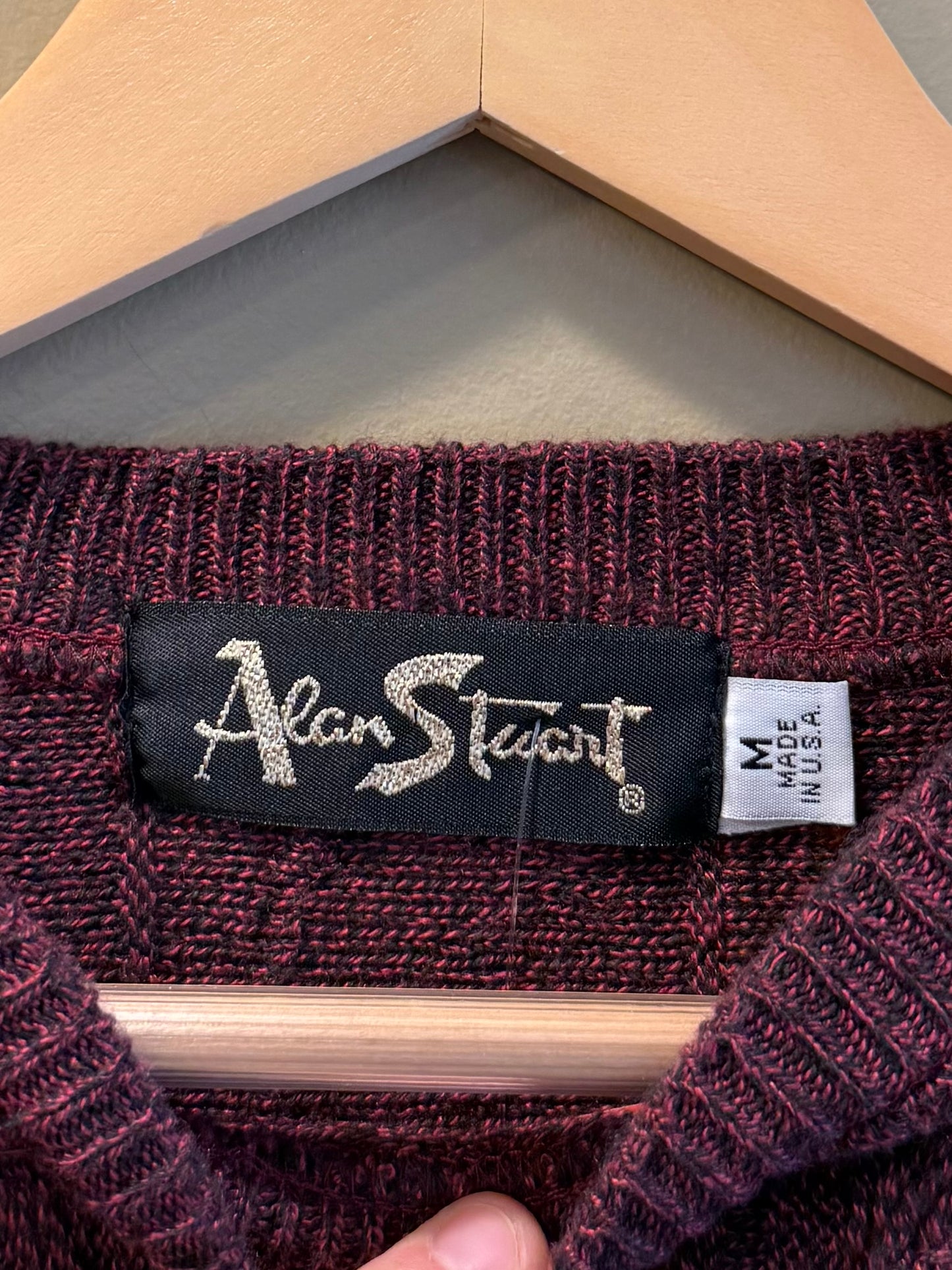 Vintage Alan Stewart Maroon Red 3D Texture Knit Sweater- M