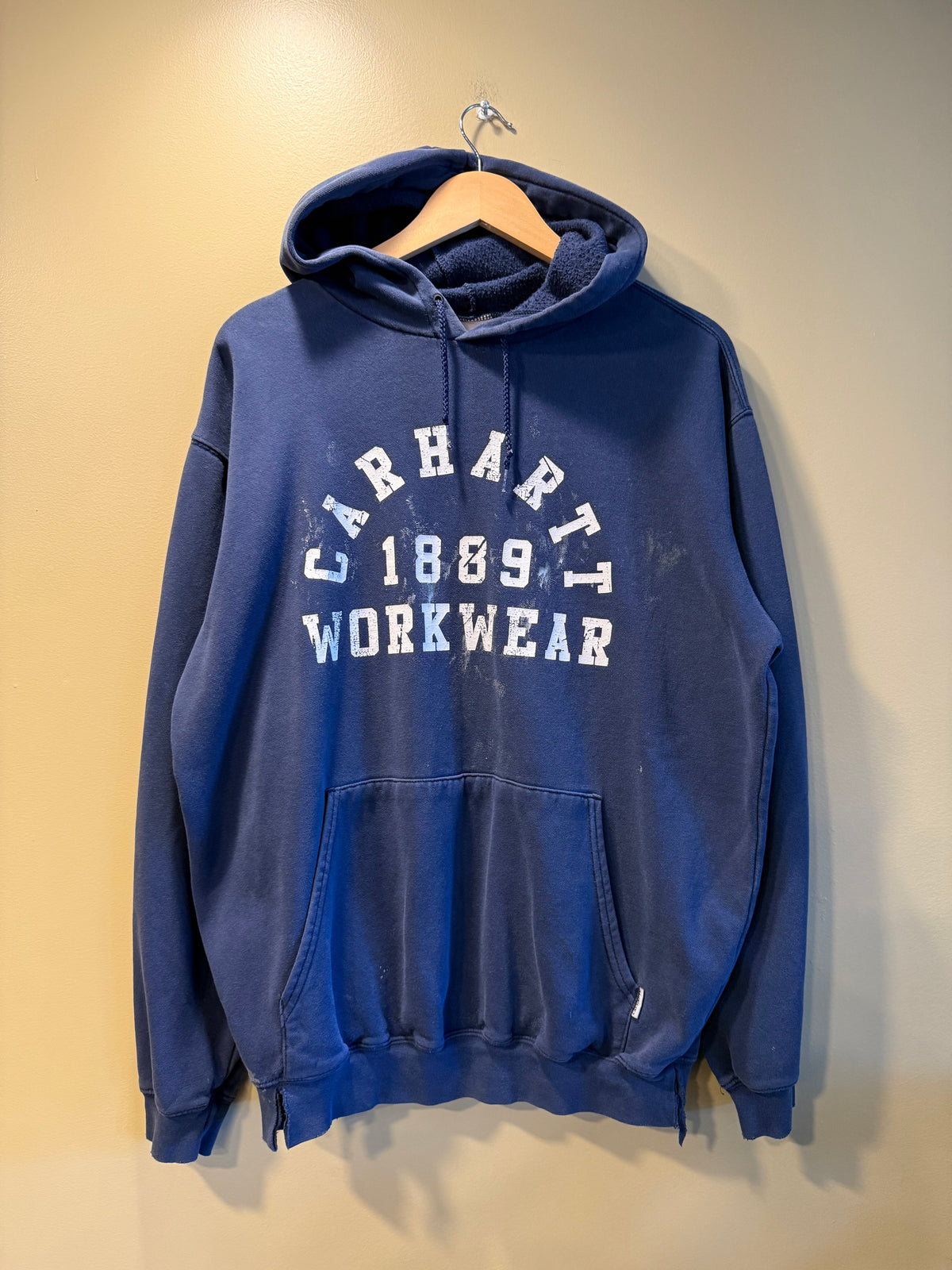 Vintage Carhartt Distressed Blue Hoodie Sweatshirt- M