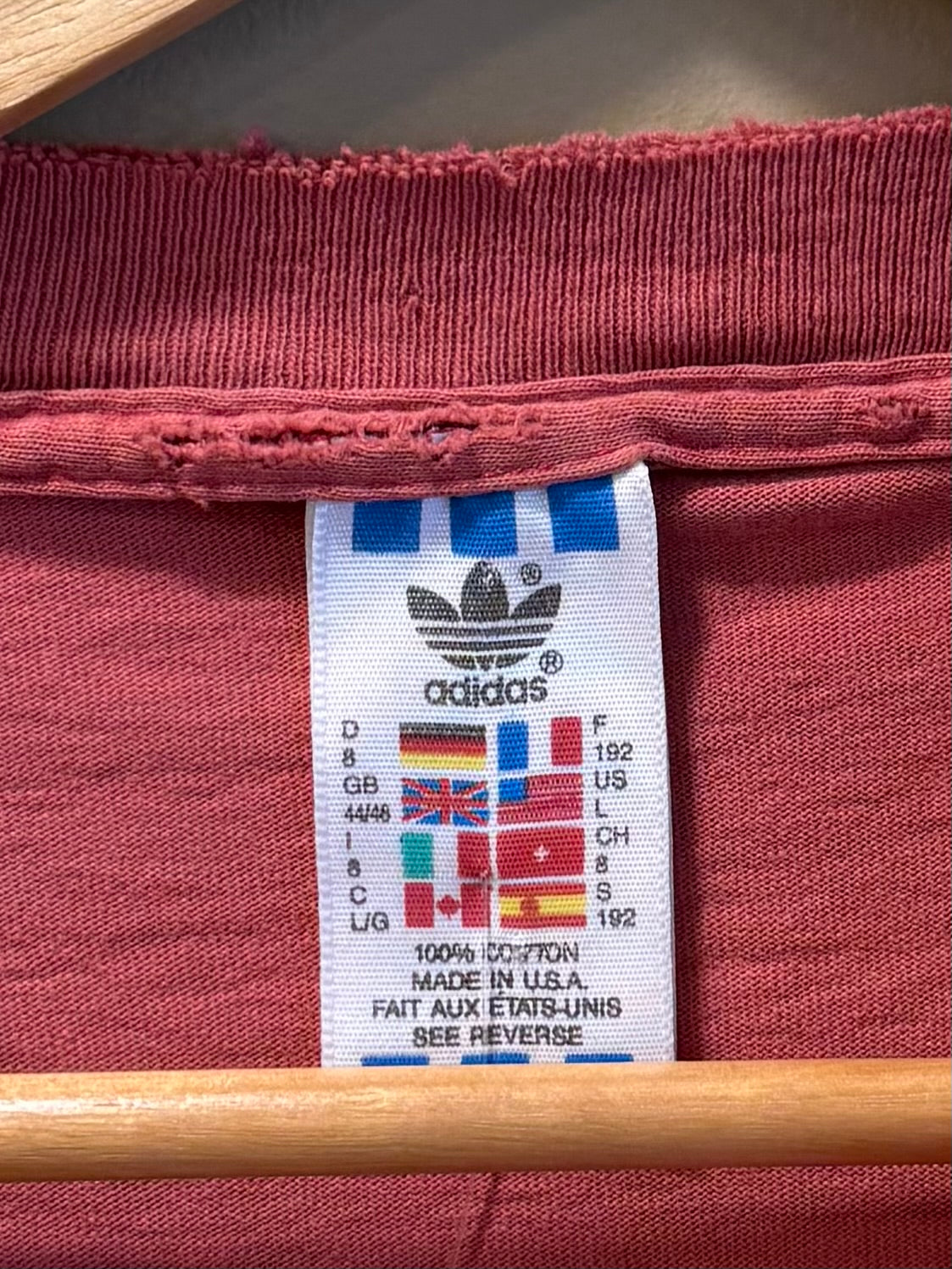 Vintage 80s Adidas Sun Faded Distressed Red T-Shirt- XL