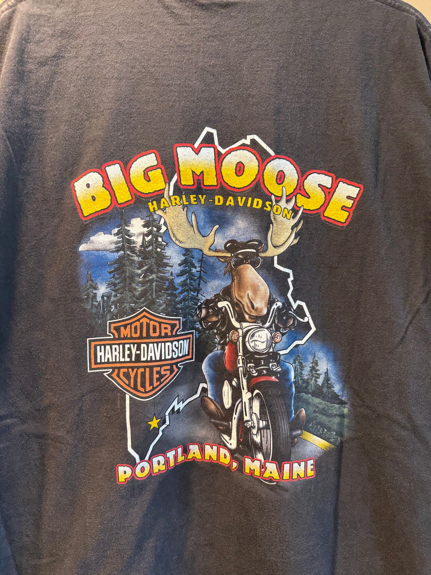 Vintage Harley Davidson Big Moose Portland Maine T-Shirt- XL
