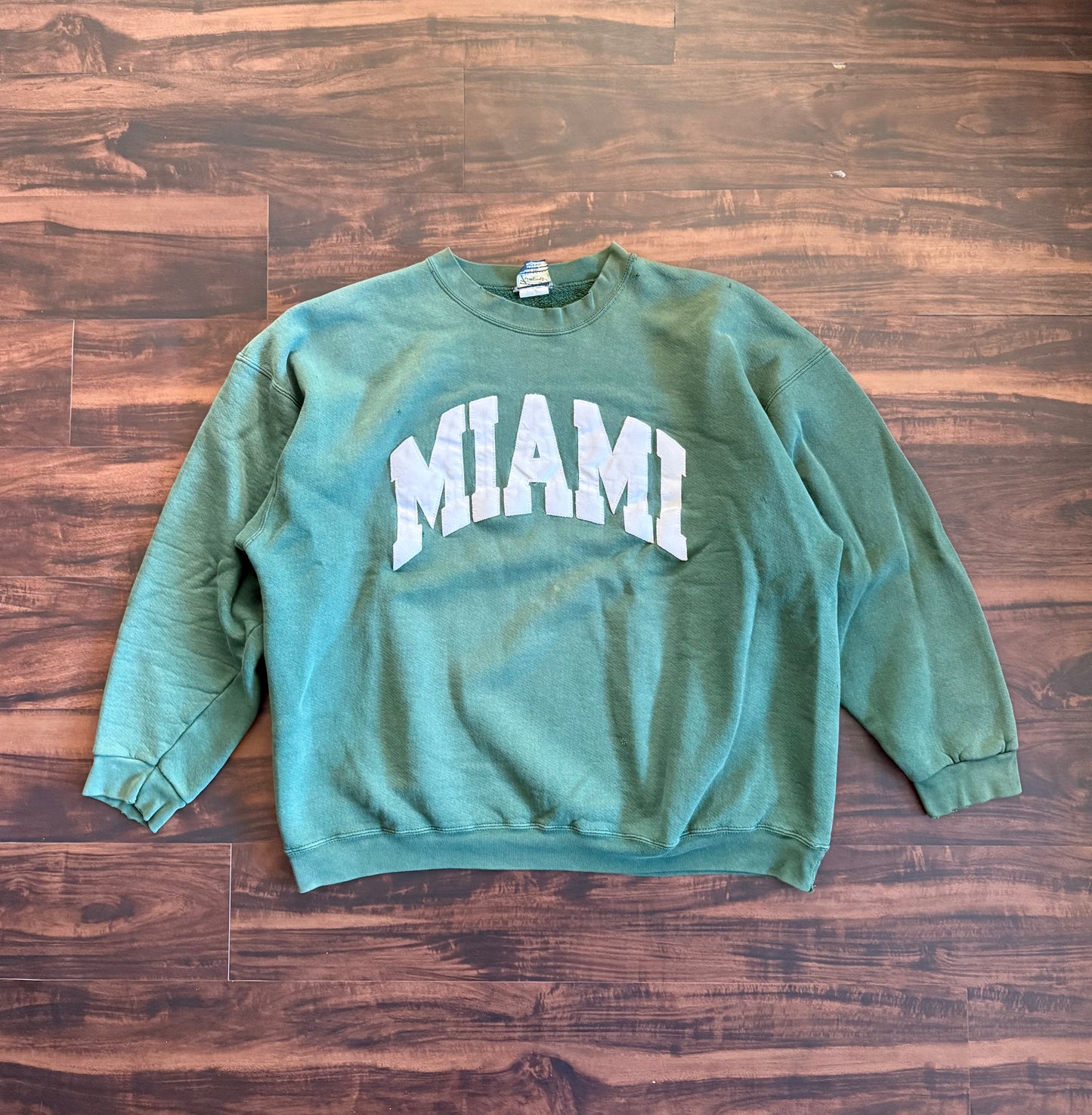 Vintage Miami University Green Spell-Out Distressed Crewneck Sweatshirt- XXL