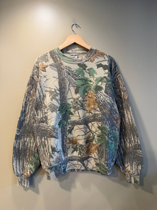 Vintage Jerzees Outdoors RealTree Camo Crewneck Sweatshirt- L