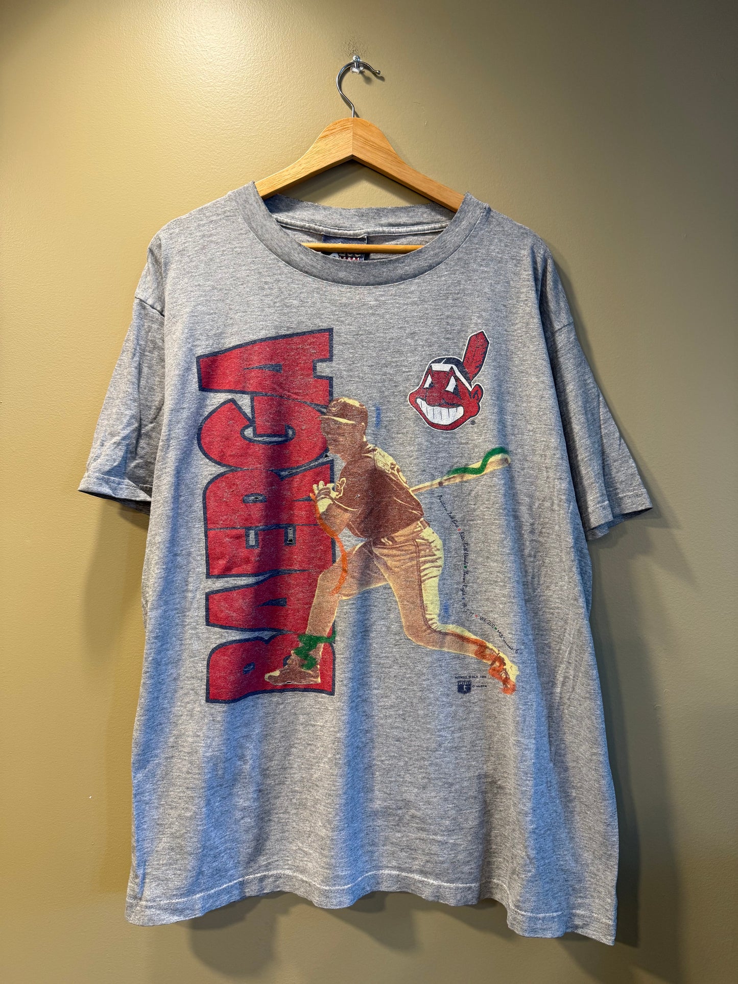 Vintage Cleveland Indians Carlos Baerga Gray T-Shirt- L