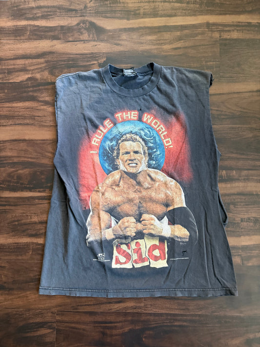 Vintage WWF Sid I Rule The World Cut-Off Wrestling T-Shirt- XL