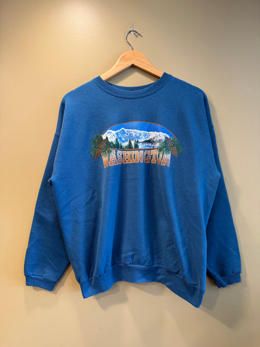 Vintage Washington Nature Blue Crewneck Sweatshirt- L