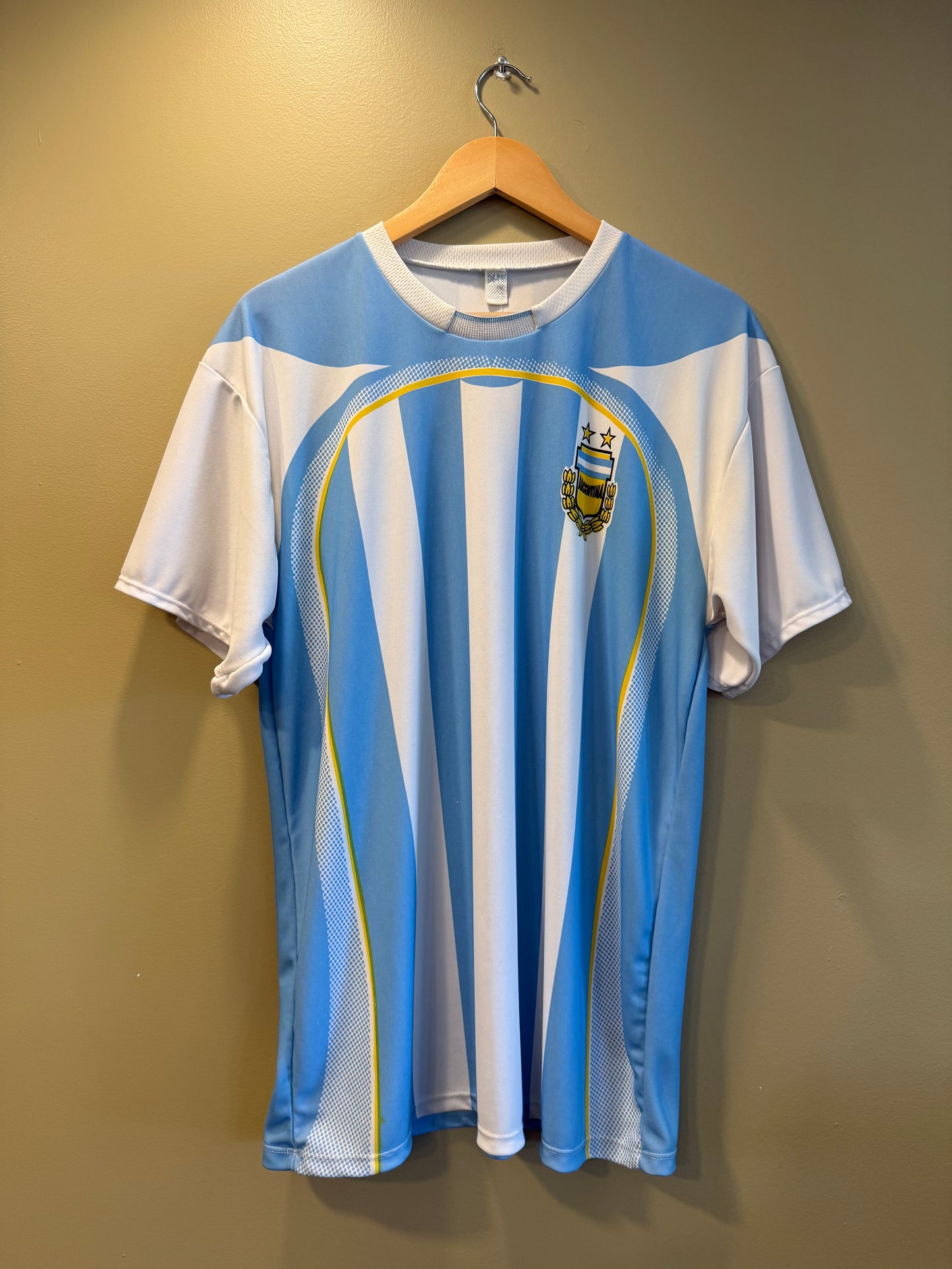 Vintage Argentina National Team Striped Blue Soccer Jersey- L
