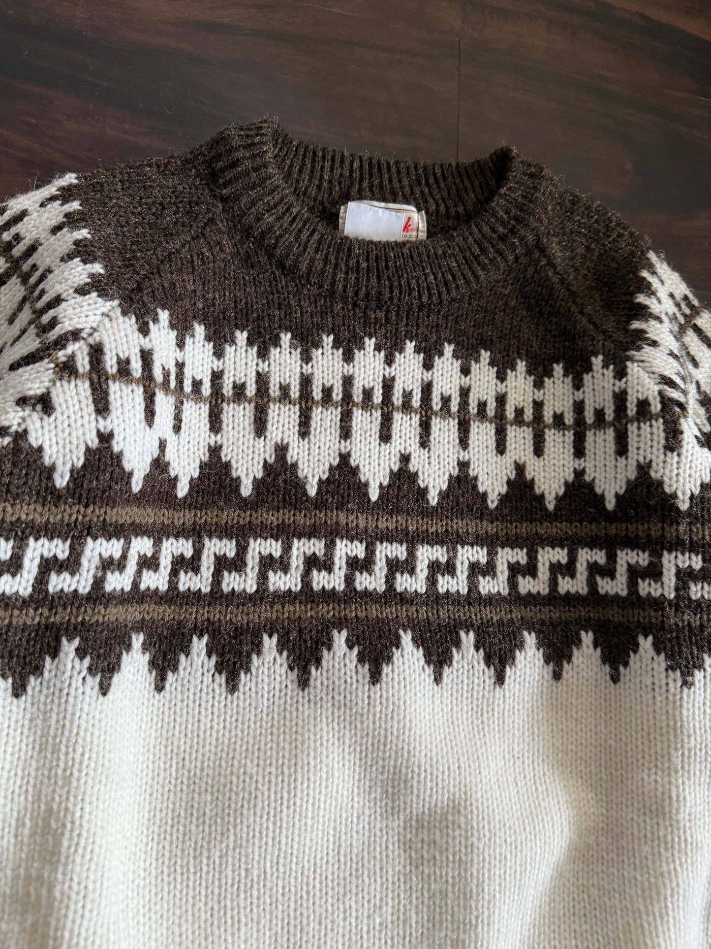 Vintage Earth Tones Brown Pattered Sweater- S