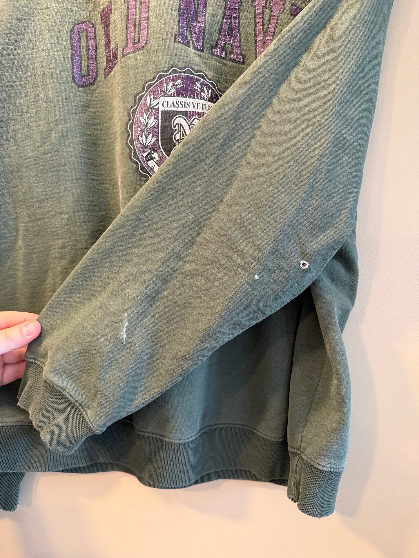 Vintage Old Navy University Style Green Crewneck- L