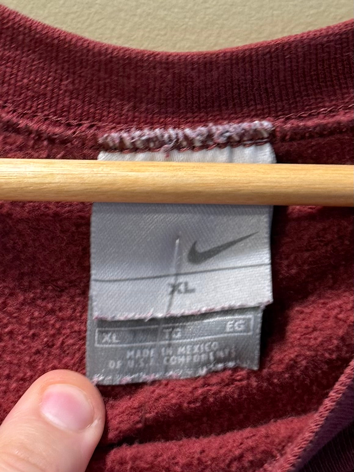 Vintage Nike Maroon Red Swoosh Crewneck Sweatshirt- L/XL