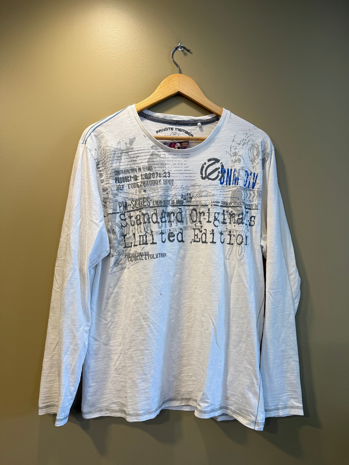 Vintage Y2K Private Member White Long Sleeve T-Shirt- L